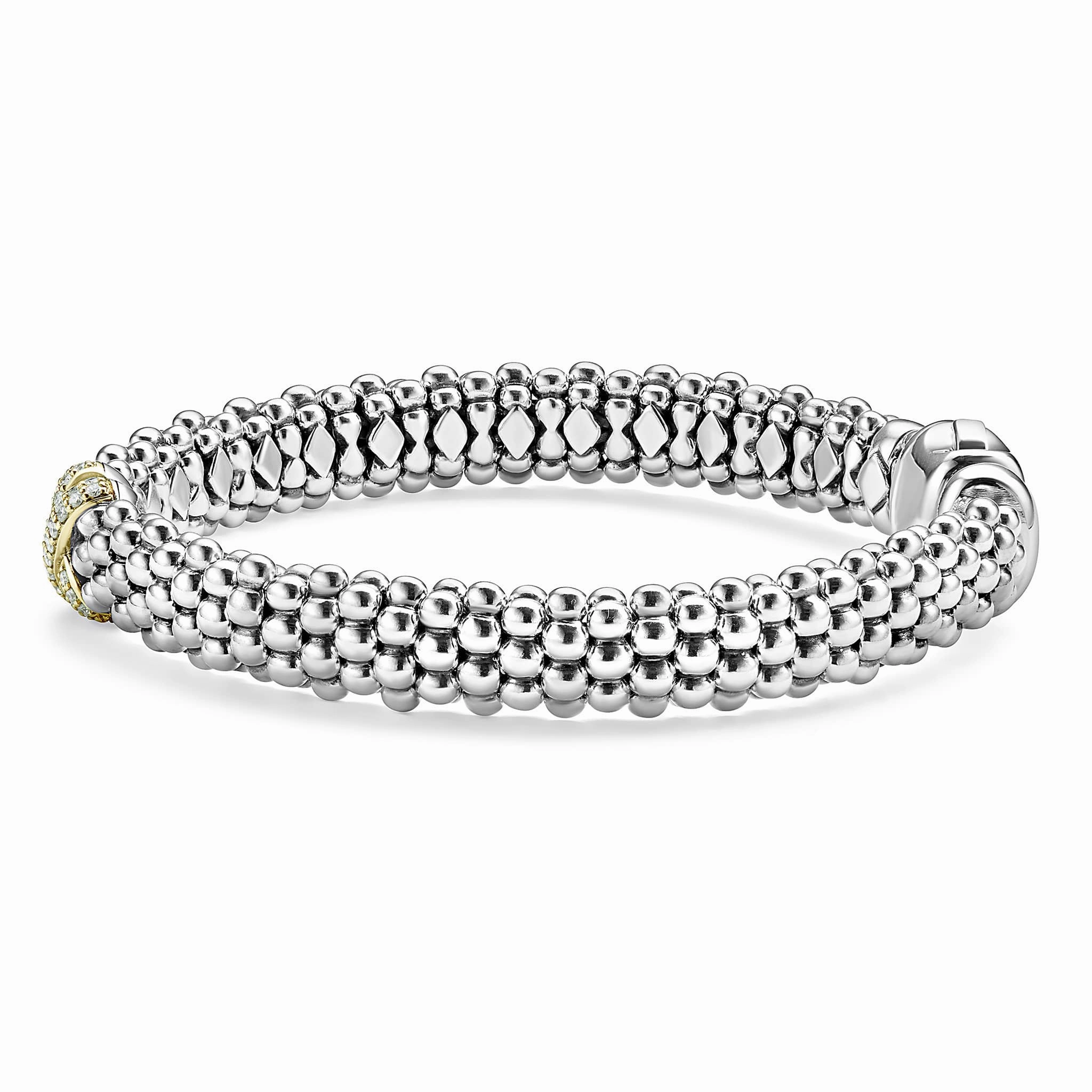 Embrace Two-Tone X Caviar Diamond Bracelet | 9mm
