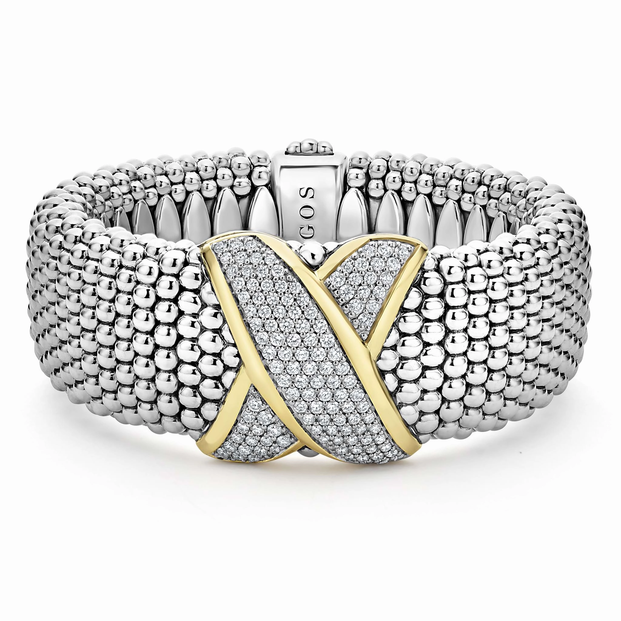 Embrace Two-Tone X Diamond Caviar Bracelet | 23mm