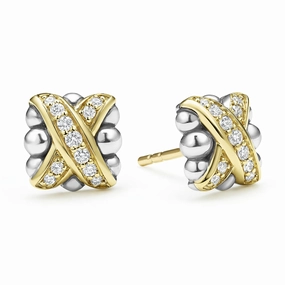 Embrace Two-Tone X Diamond Stud Earrings