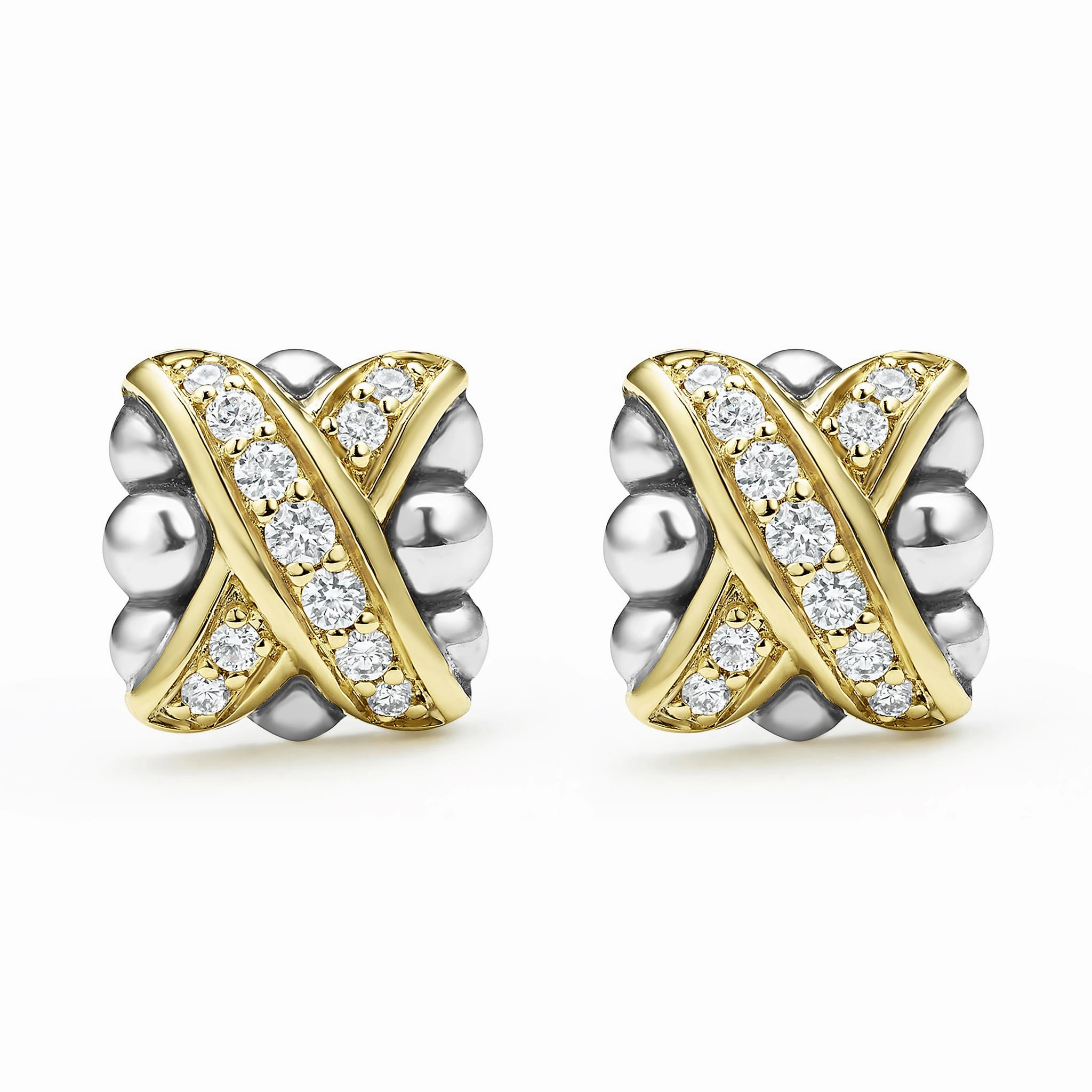 Embrace Two-Tone X Diamond Stud Earrings
