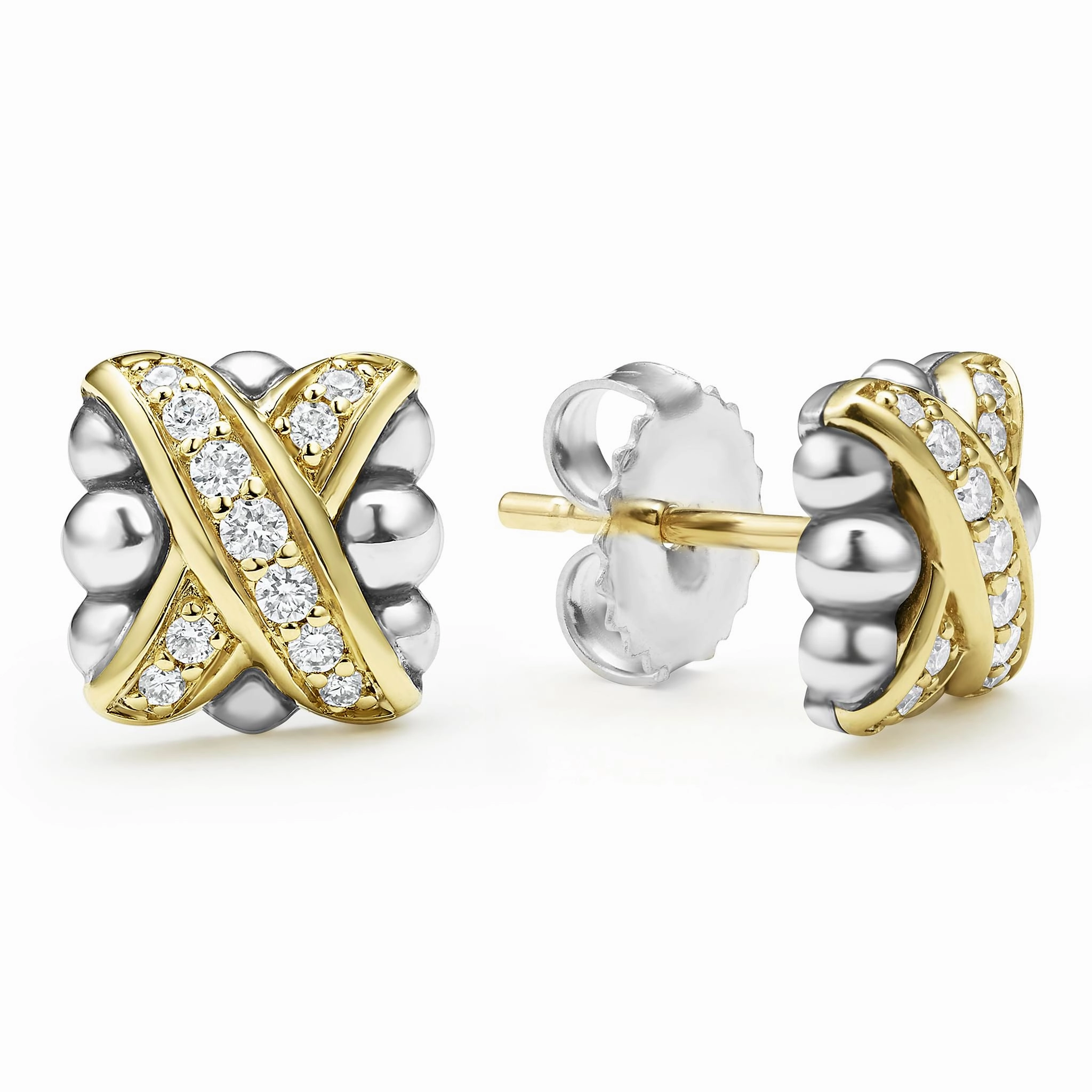 Embrace Two-Tone X Diamond Stud Earrings