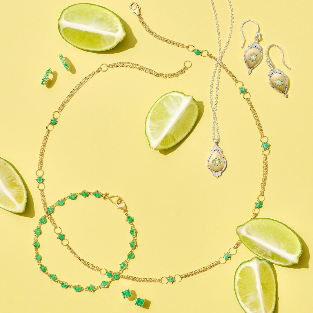 Emerald & Diamond Melody Pendant Necklace