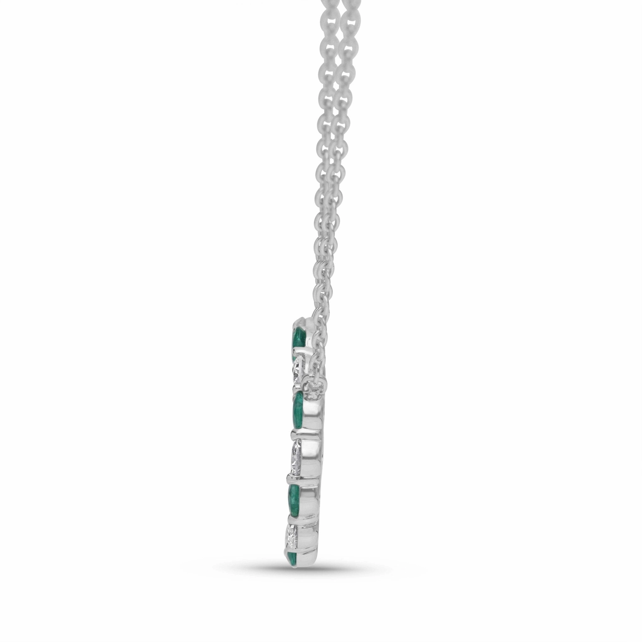 Emerald and Diamond Circle Necklace - WG