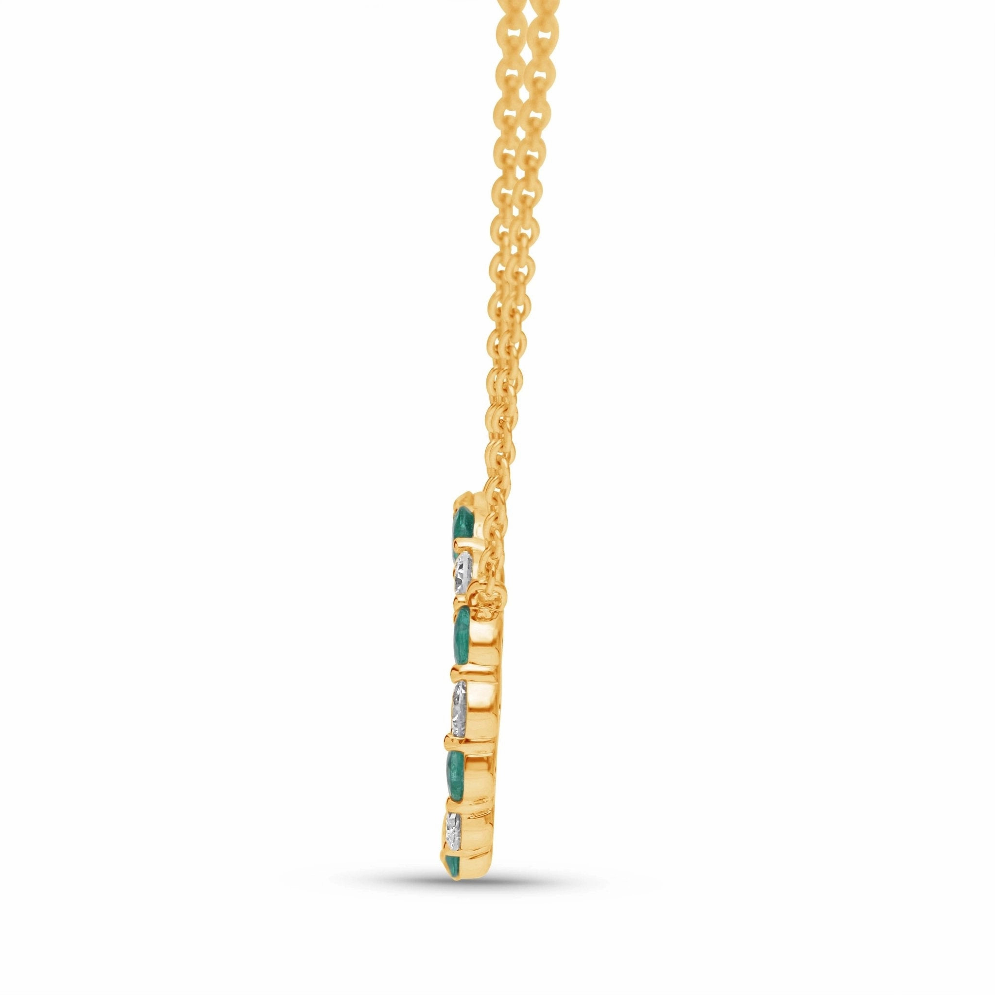 Emerald and Diamond Circle Necklace - YG