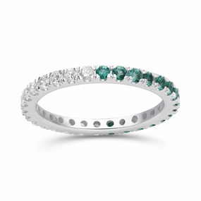 Emerald and Diamond Round Full Eternity Band- WG