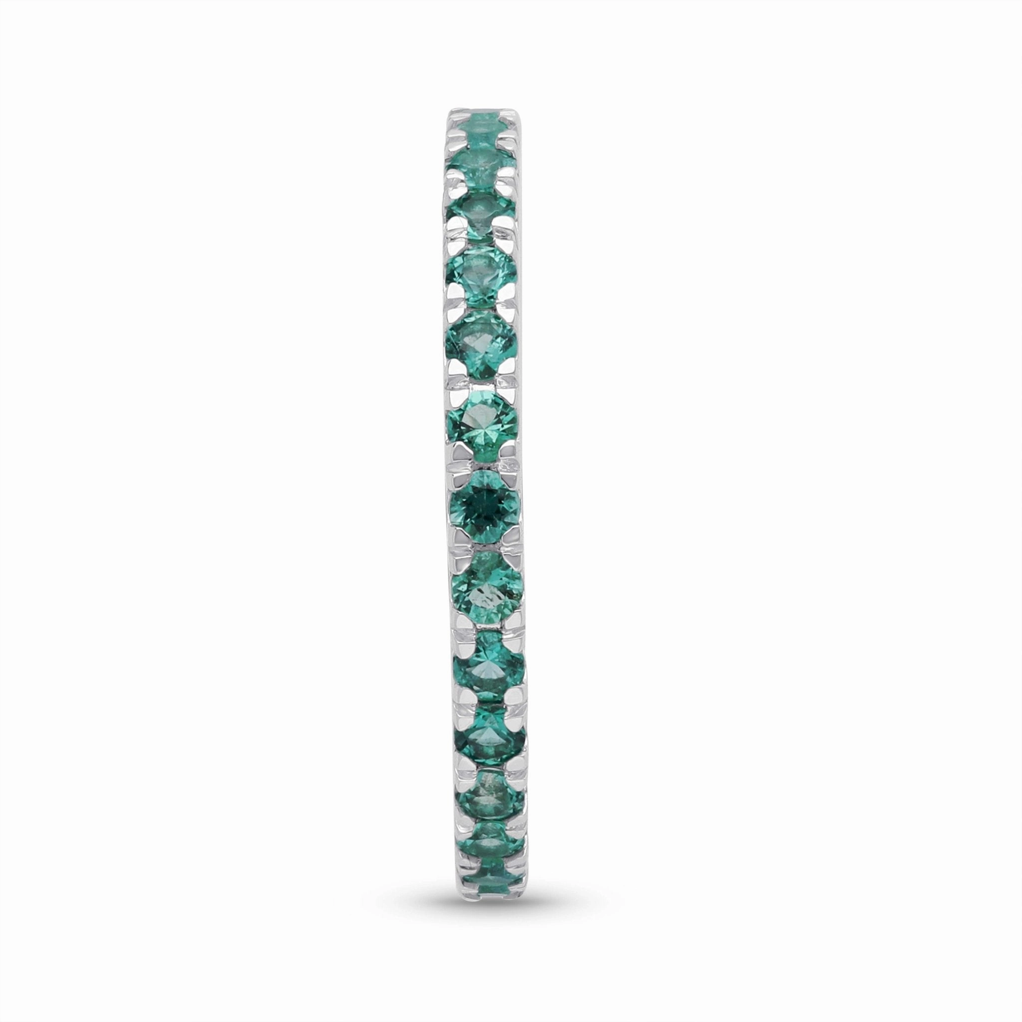 Emerald and Diamond Round Full Eternity Band- WG