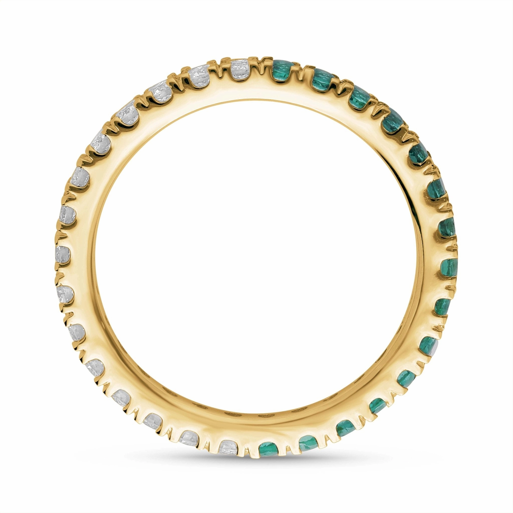 Emerald and Diamond Round Full Eternity Band- YG