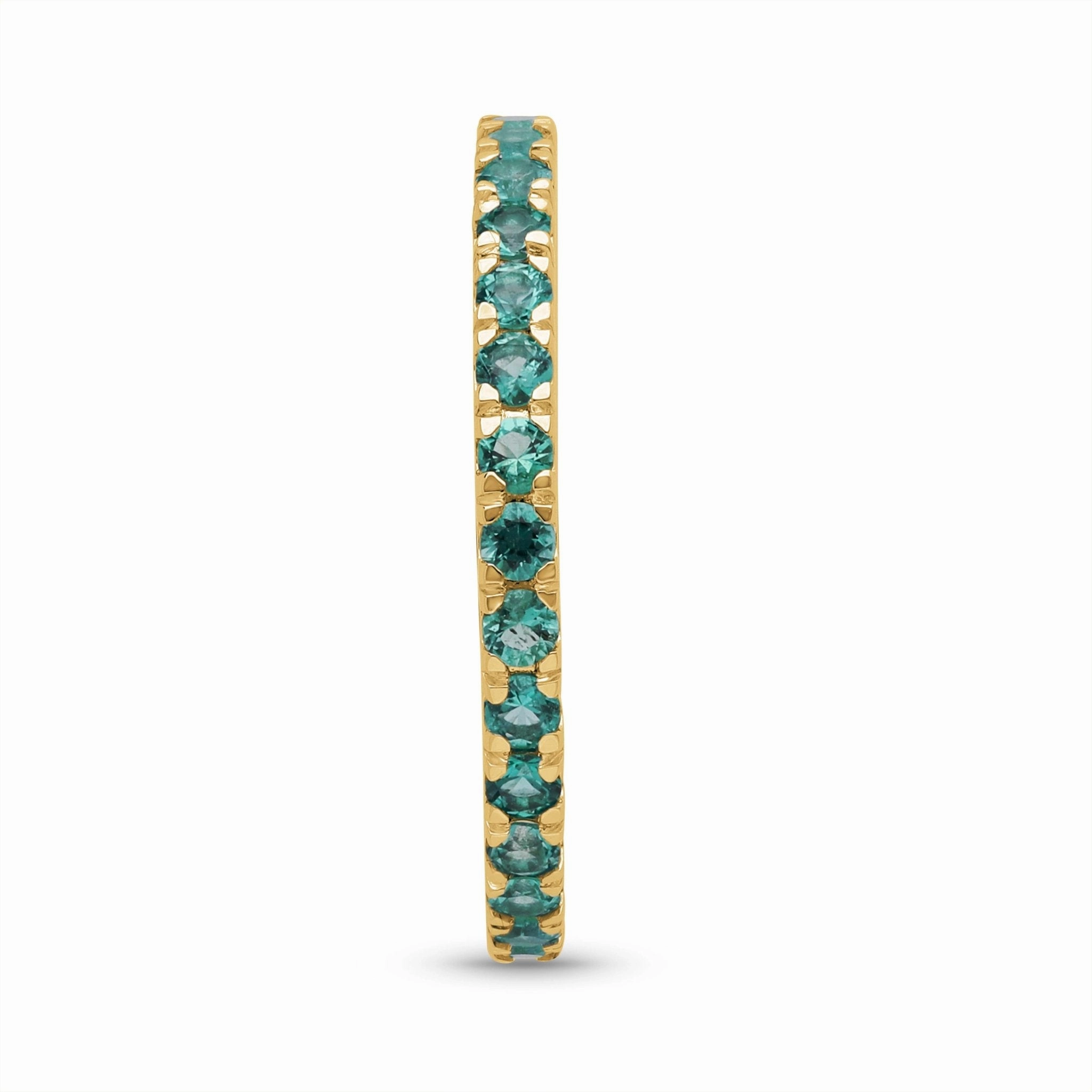 Emerald and Diamond Round Full Eternity Band- YG