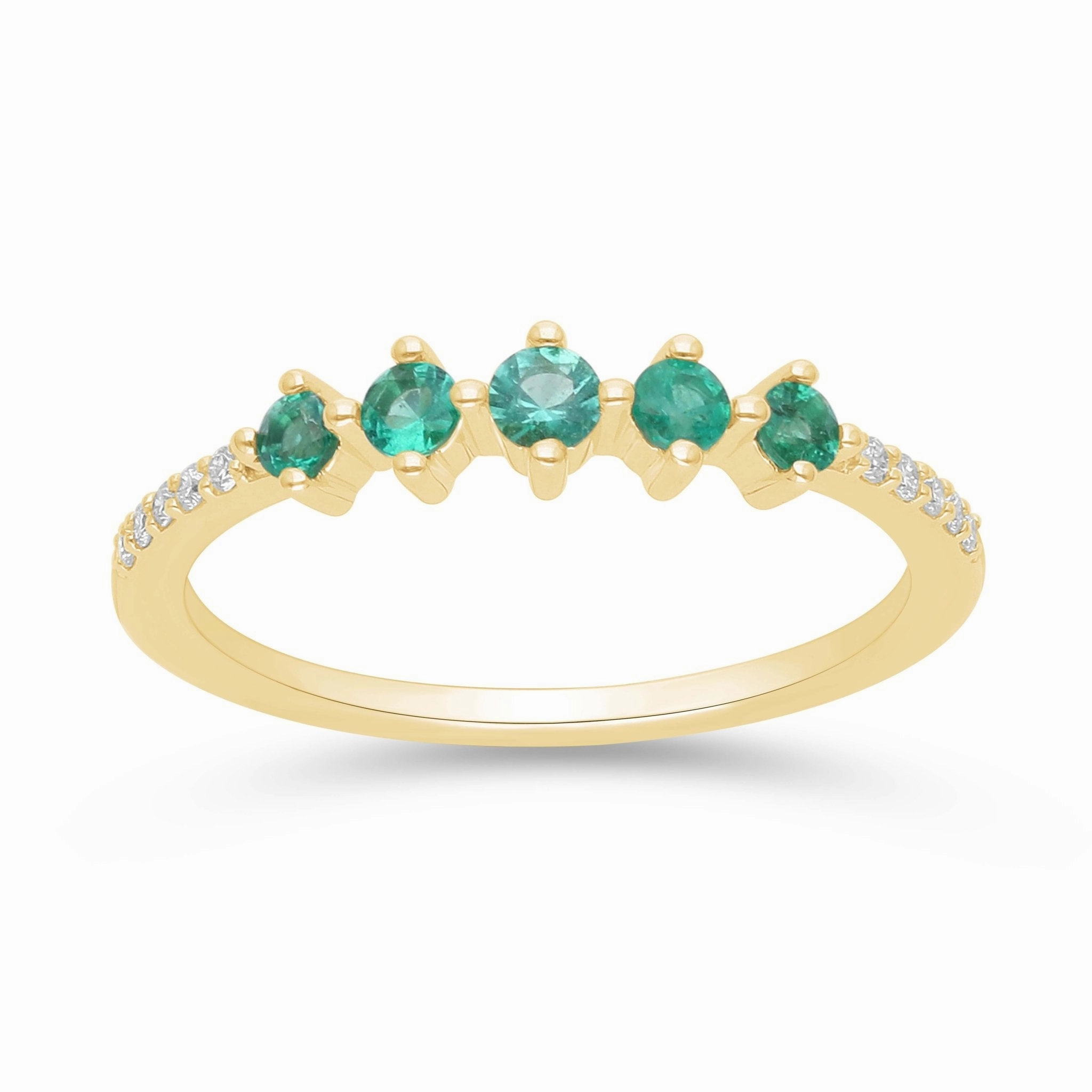 Emerald and Diamond Stackable Ring - WG
