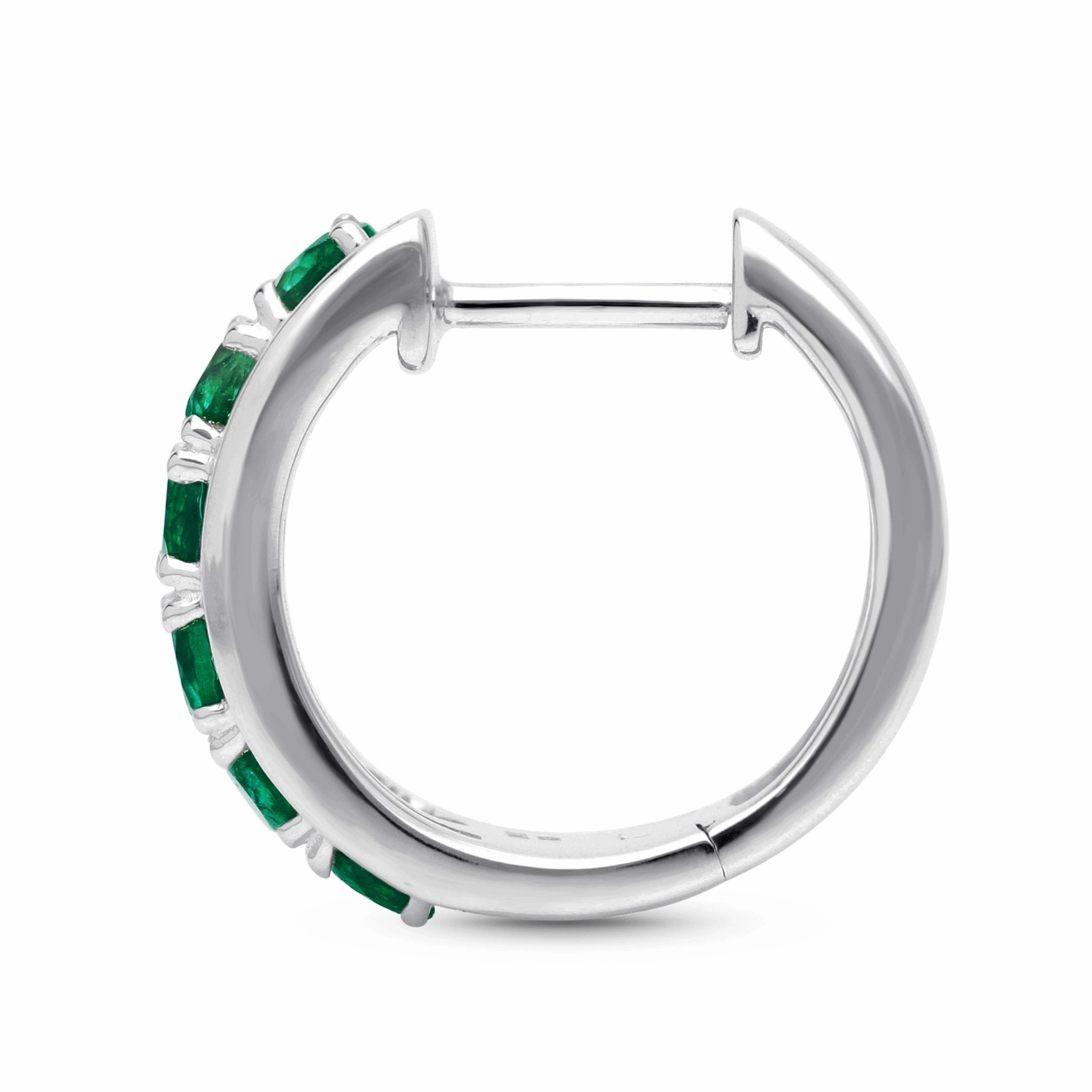 Emerald and Diamond Triple Row Earrings - WG