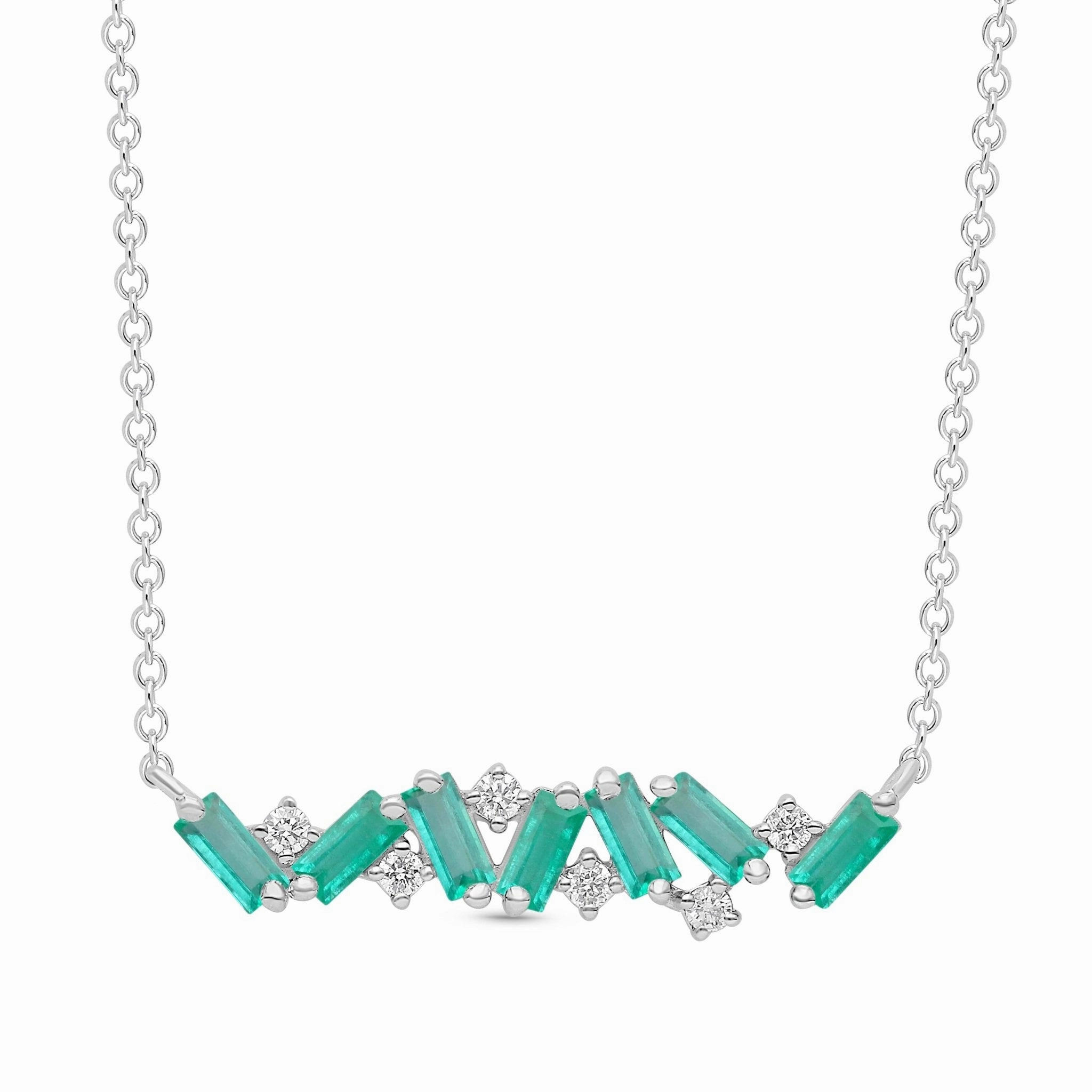 Emerald Baguette Artisan Necklace - WG