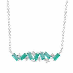 Emerald Baguette Artisan Necklace - WG