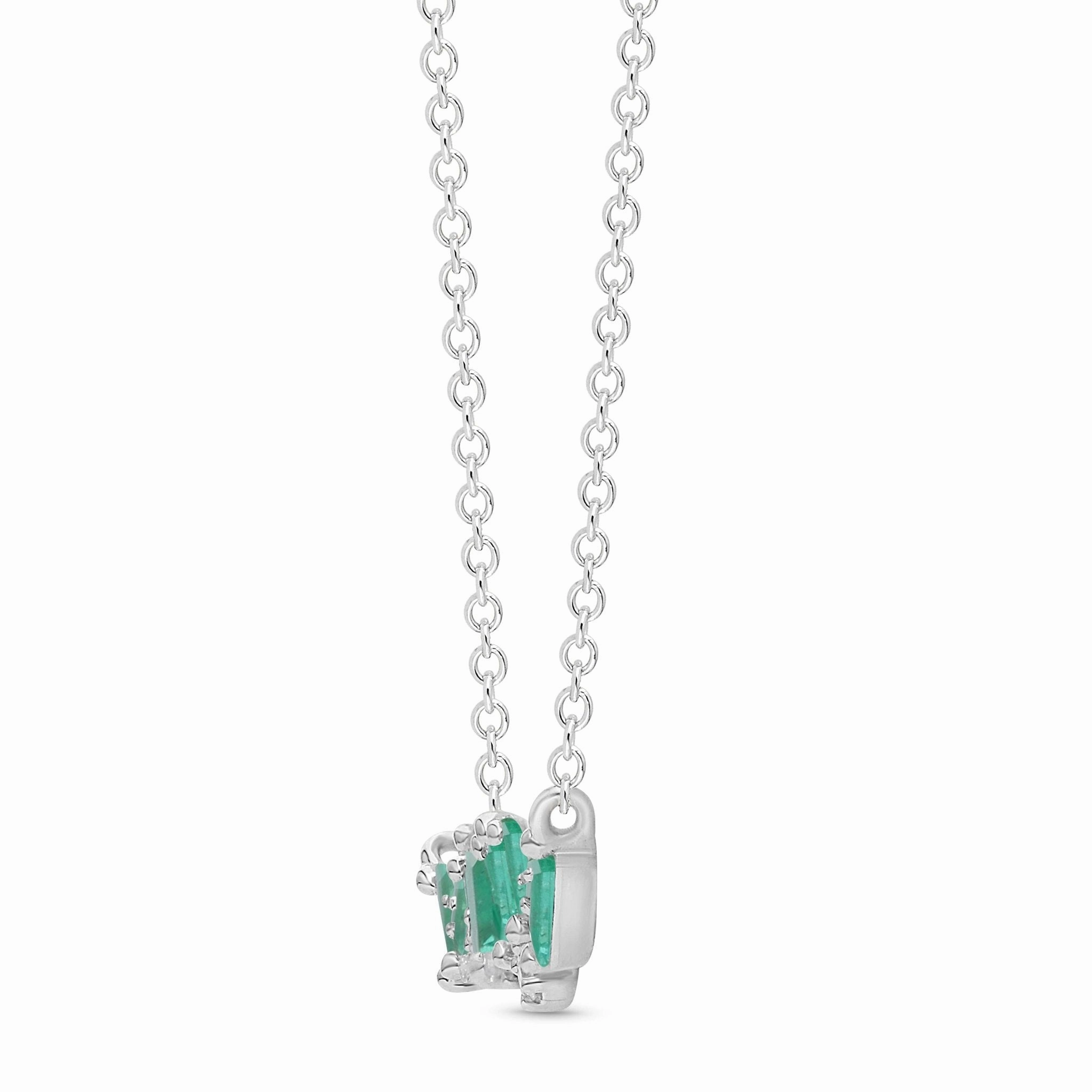 Emerald Baguette Artisan Necklace - WG