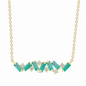 Emerald Baguette Artisan Necklace - YG