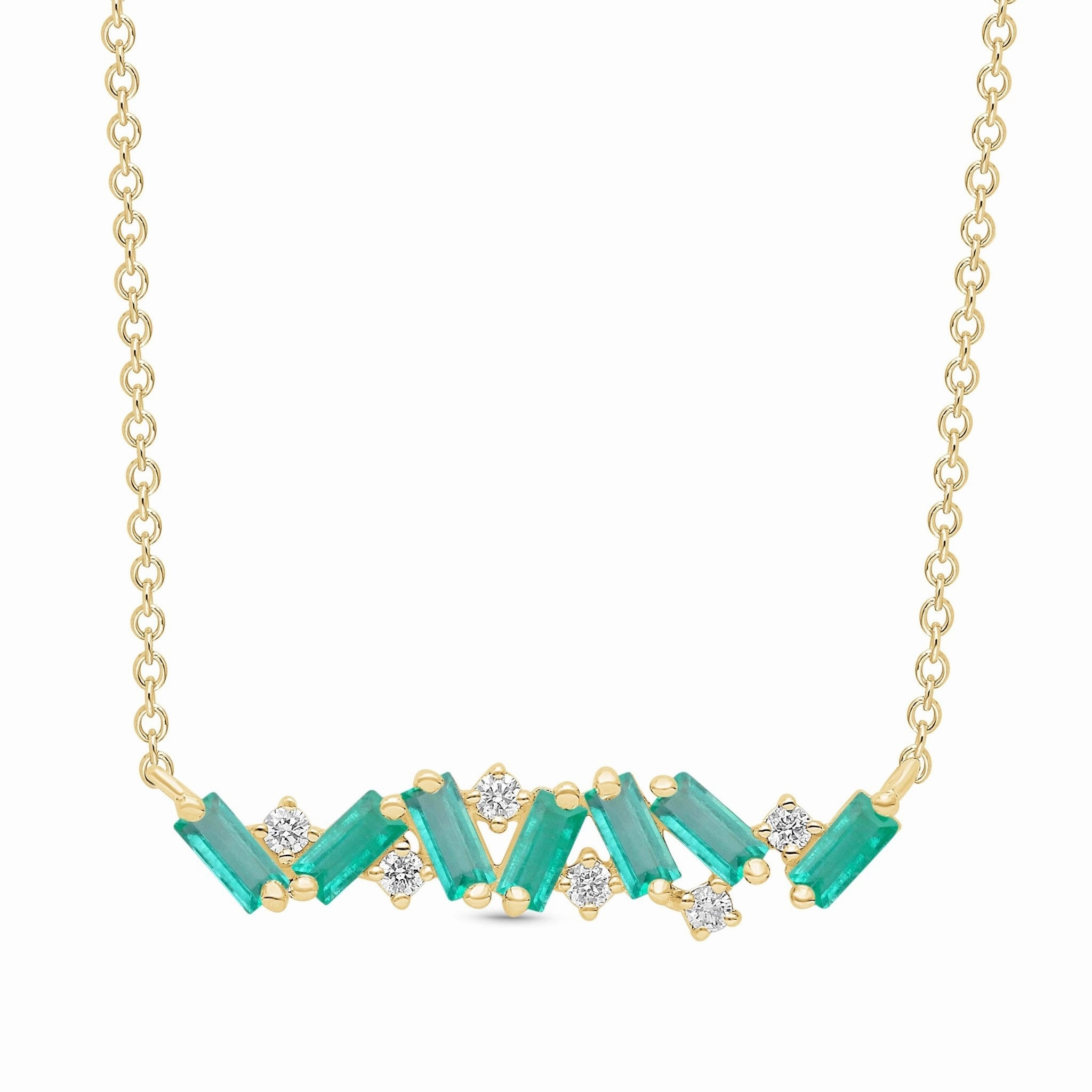 Emerald Baguette Artisan Necklace - YG