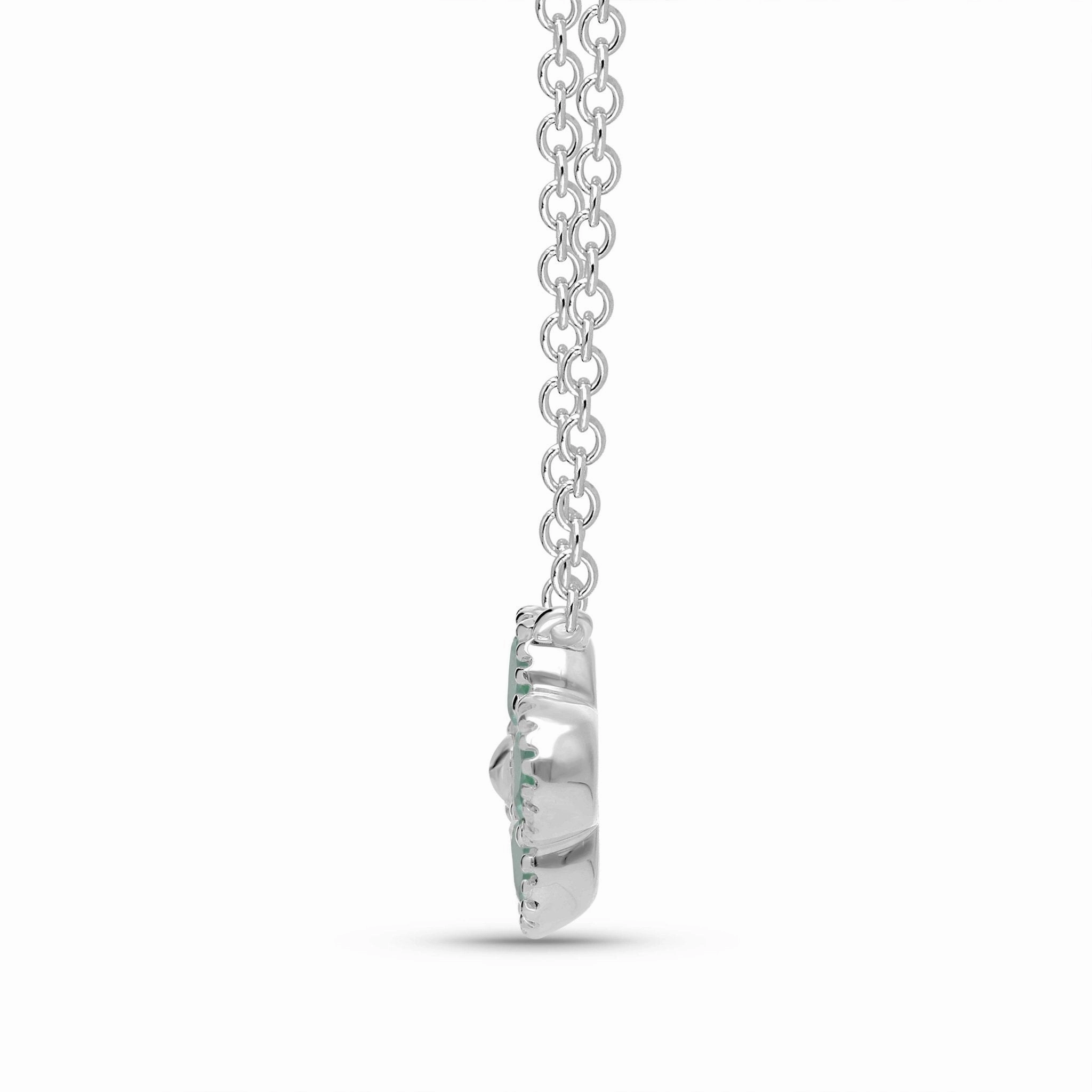 Emerald Clover Beaded Pendant - WG