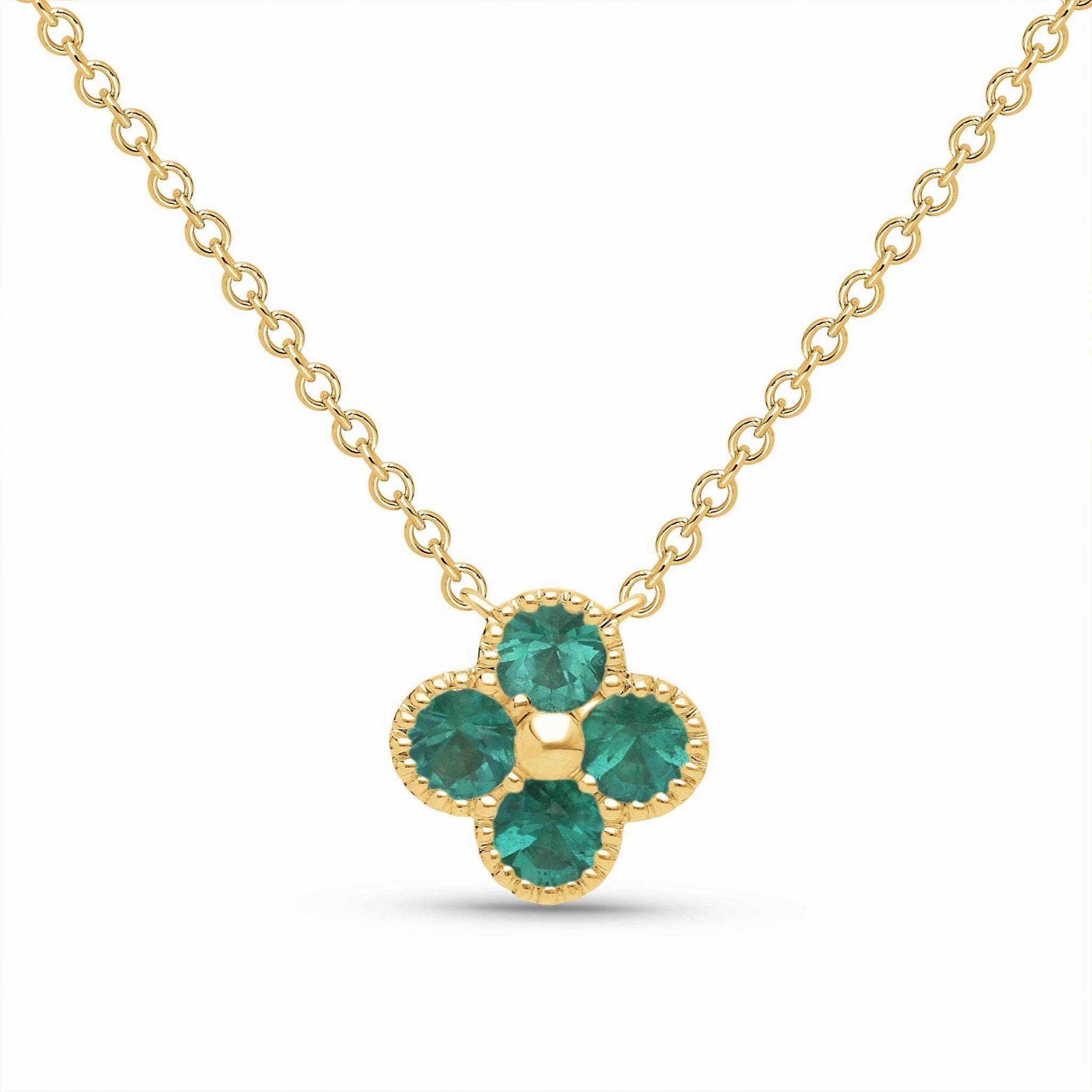 Emerald Clover Beaded Pendant - WG