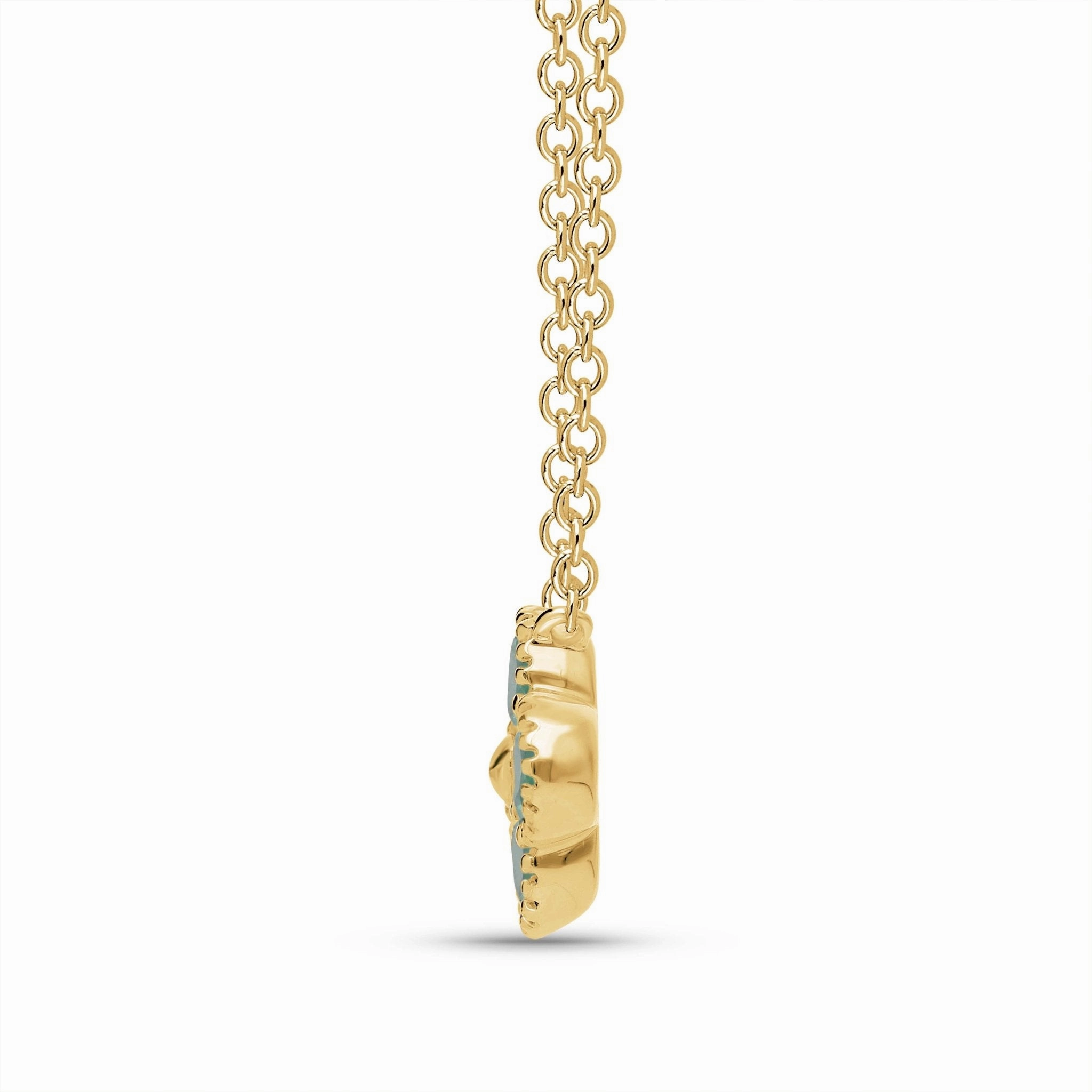 Emerald Clover Beaded Pendant - YG