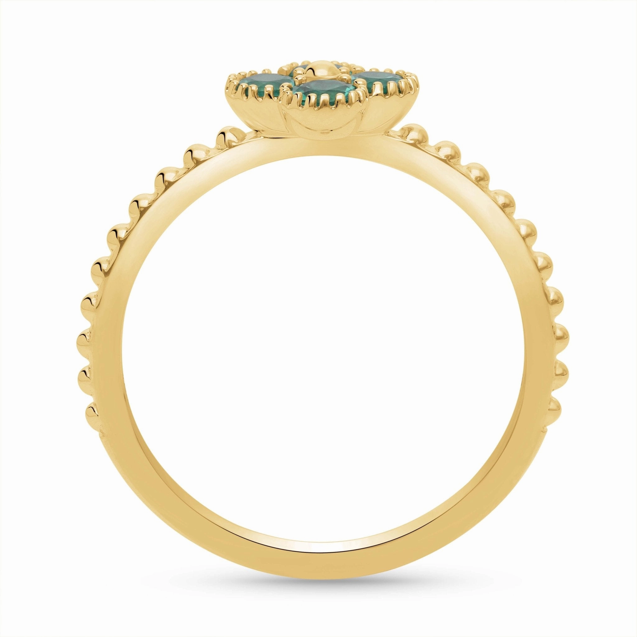 Emerald Clover Beaded Ring - YG