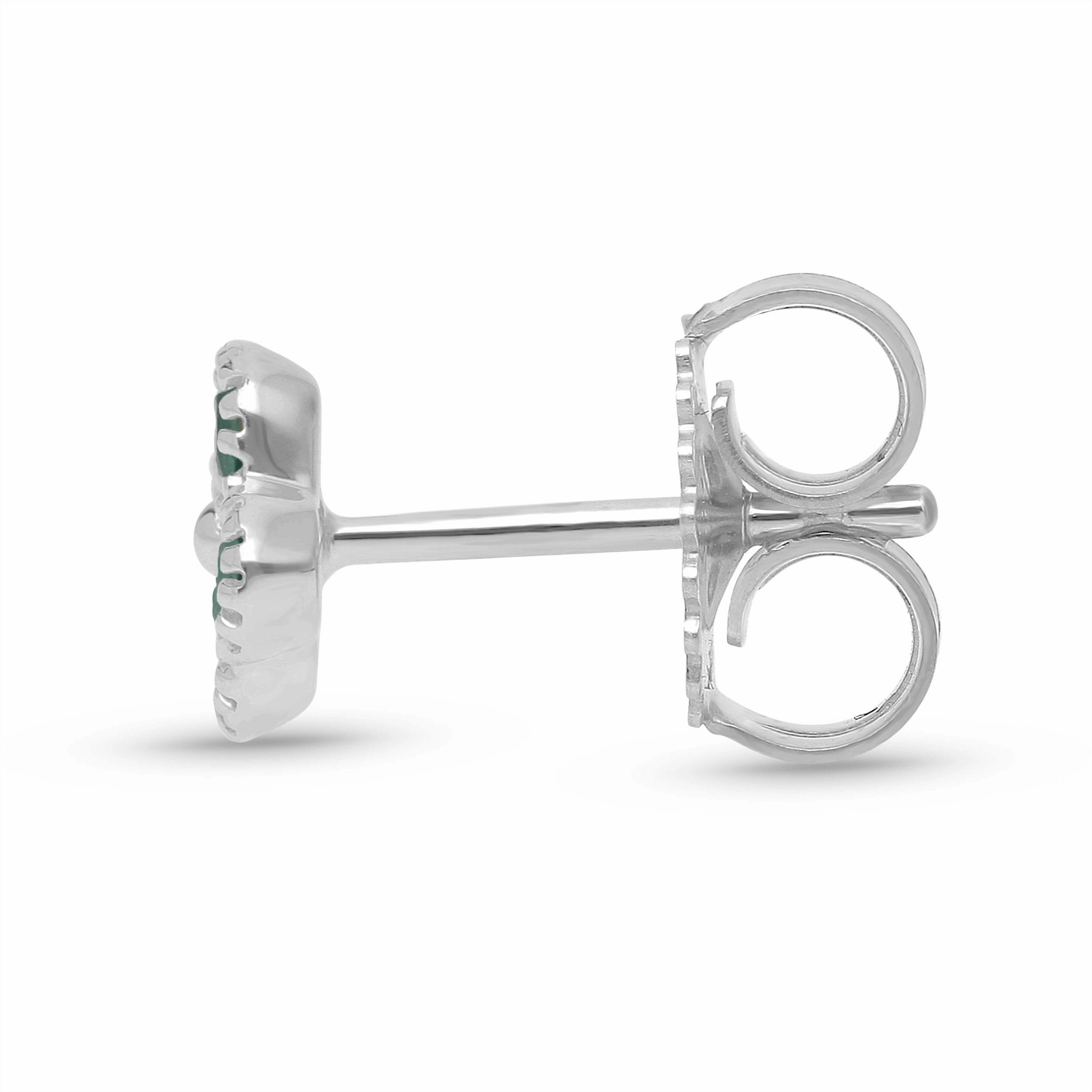 Emerald Clover Stud Earrings - WG