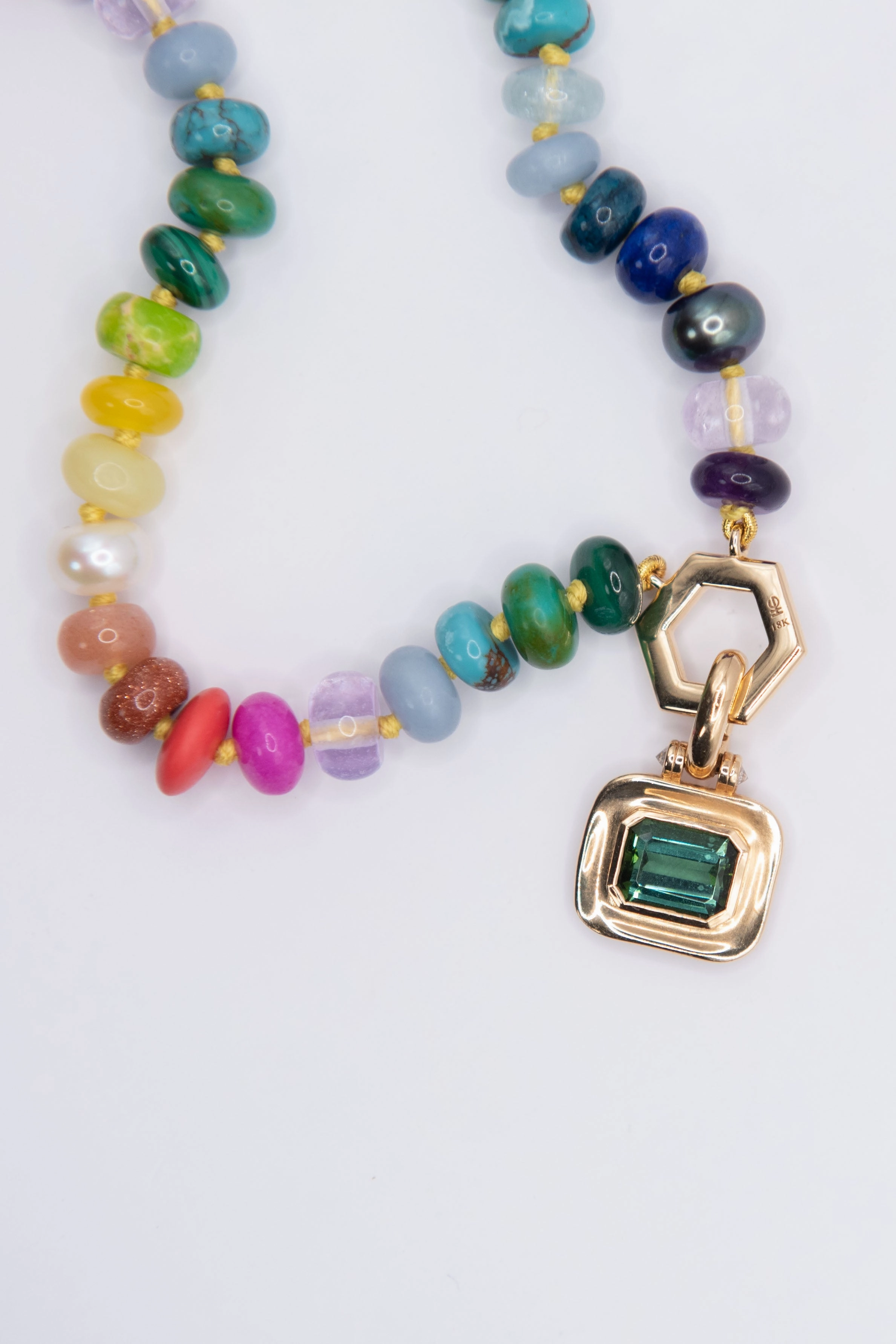 Emerald Cut Pendant, Green Tourmaline