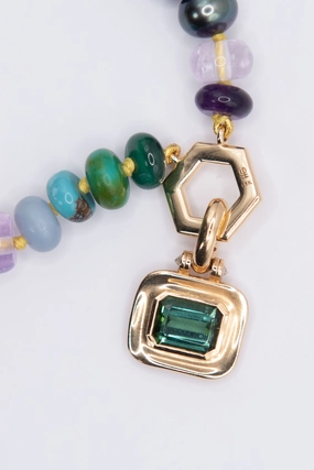 Emerald Cut Pendant, Green Tourmaline