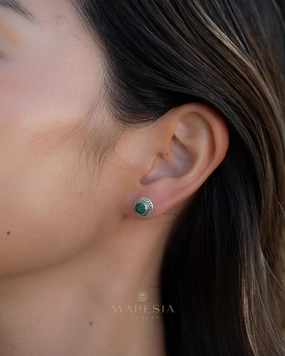 Emerald Earrings ~ Sterling Silver 925  ~ ME013