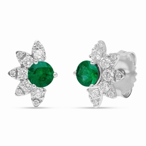 Emerald Floret Earrings - WG