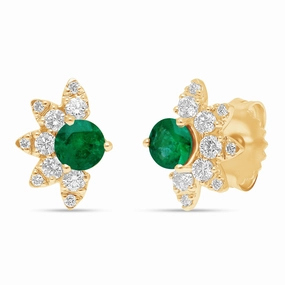 Emerald Floret Earrings - YG