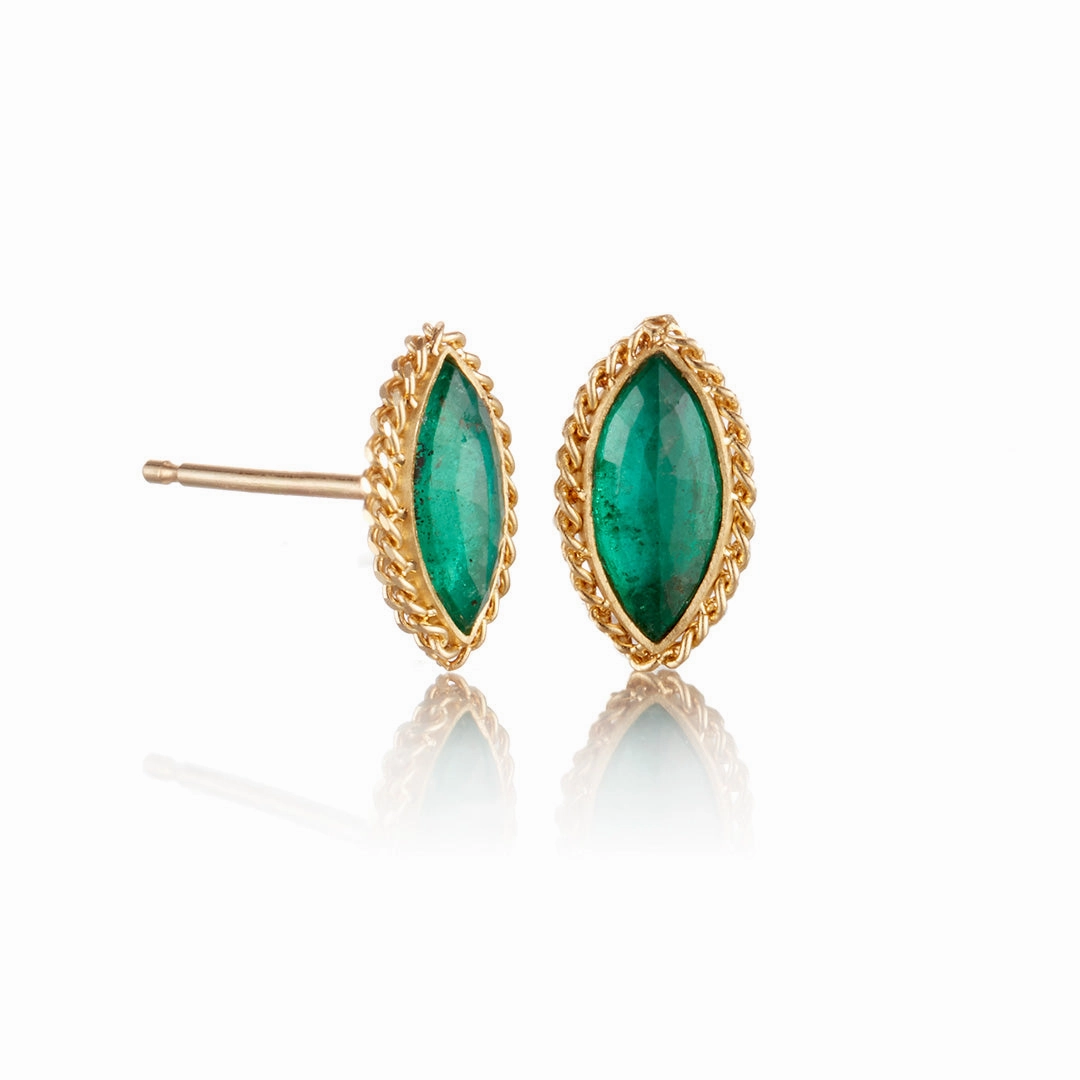 Emerald Marquis Stud Earrings