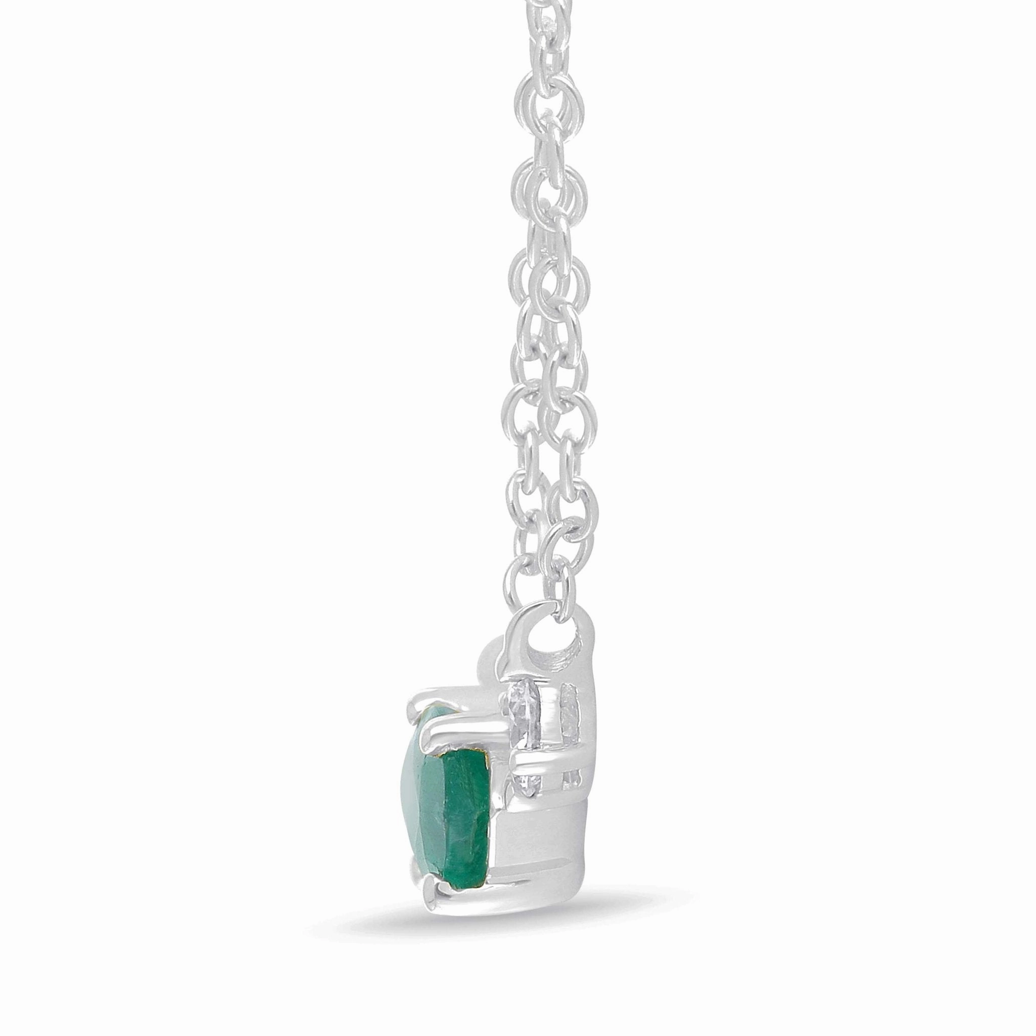 Emerald Marquise and Diamond Pendant- WG