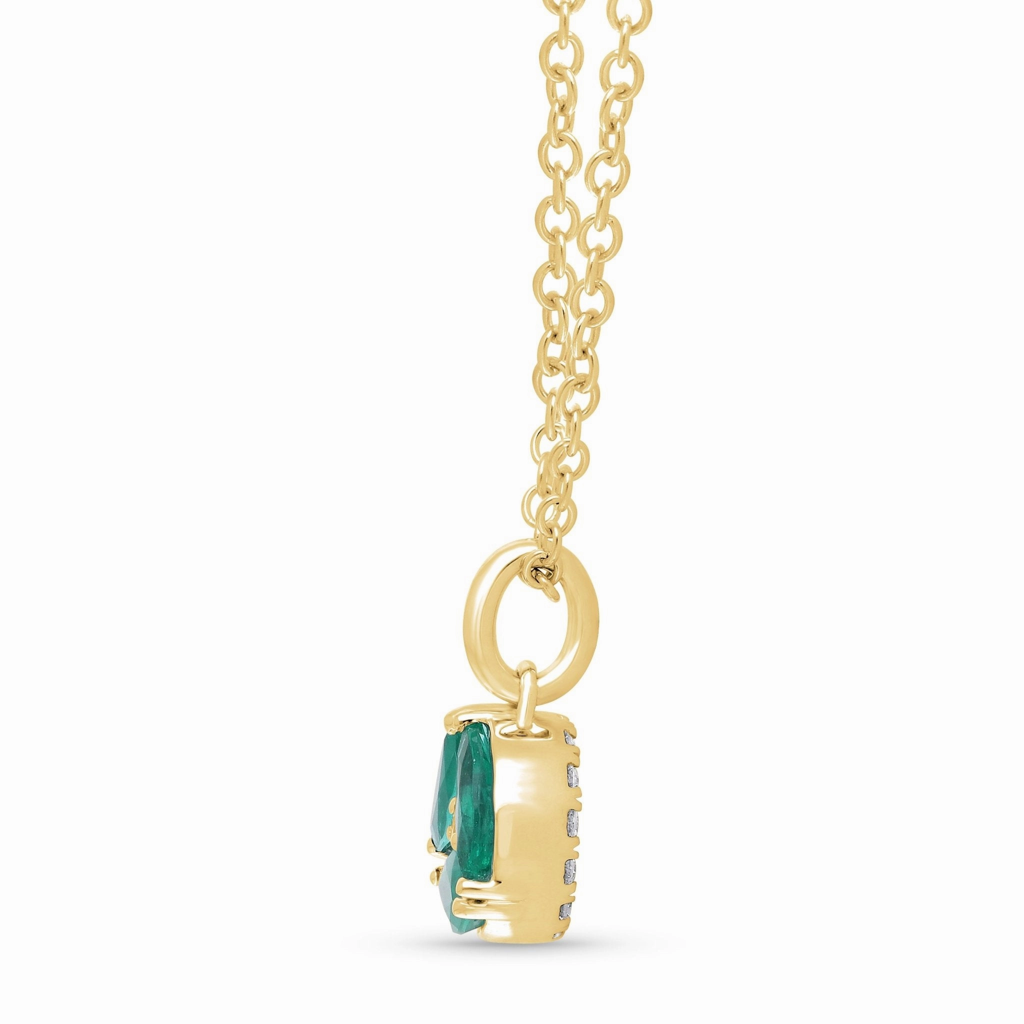 Emerald Marquise and Diamond two sided Pendant  - YG