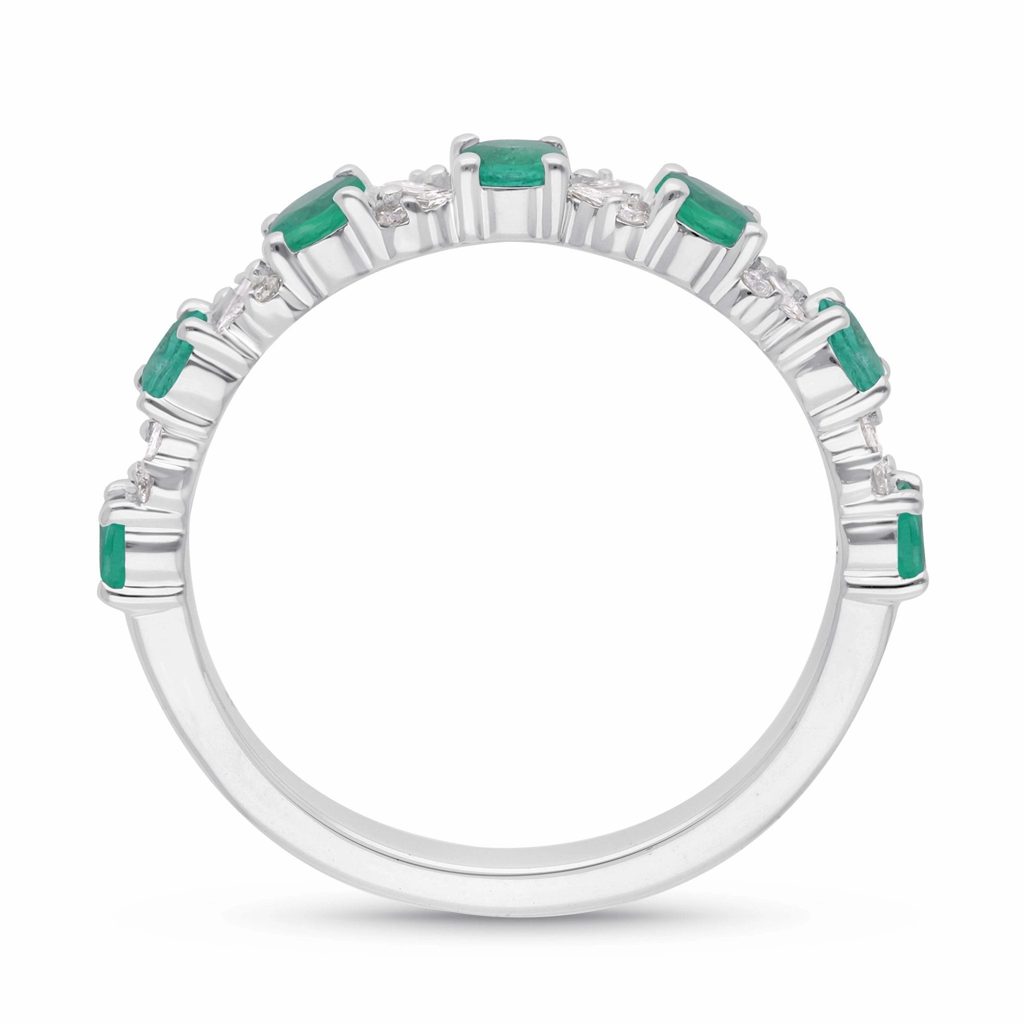 Emerald Mosaic Stackable Ring - WG