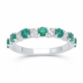 Emerald Mosaic Stackable Ring - WG