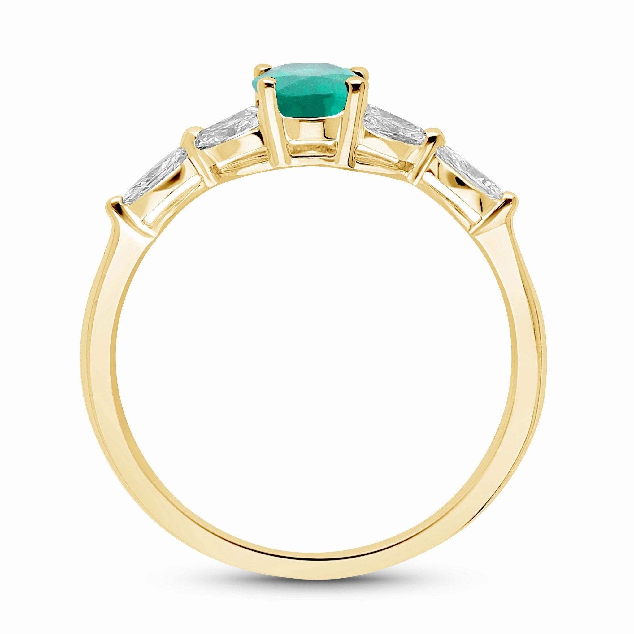 Emerald Oval Floral Ring - YG