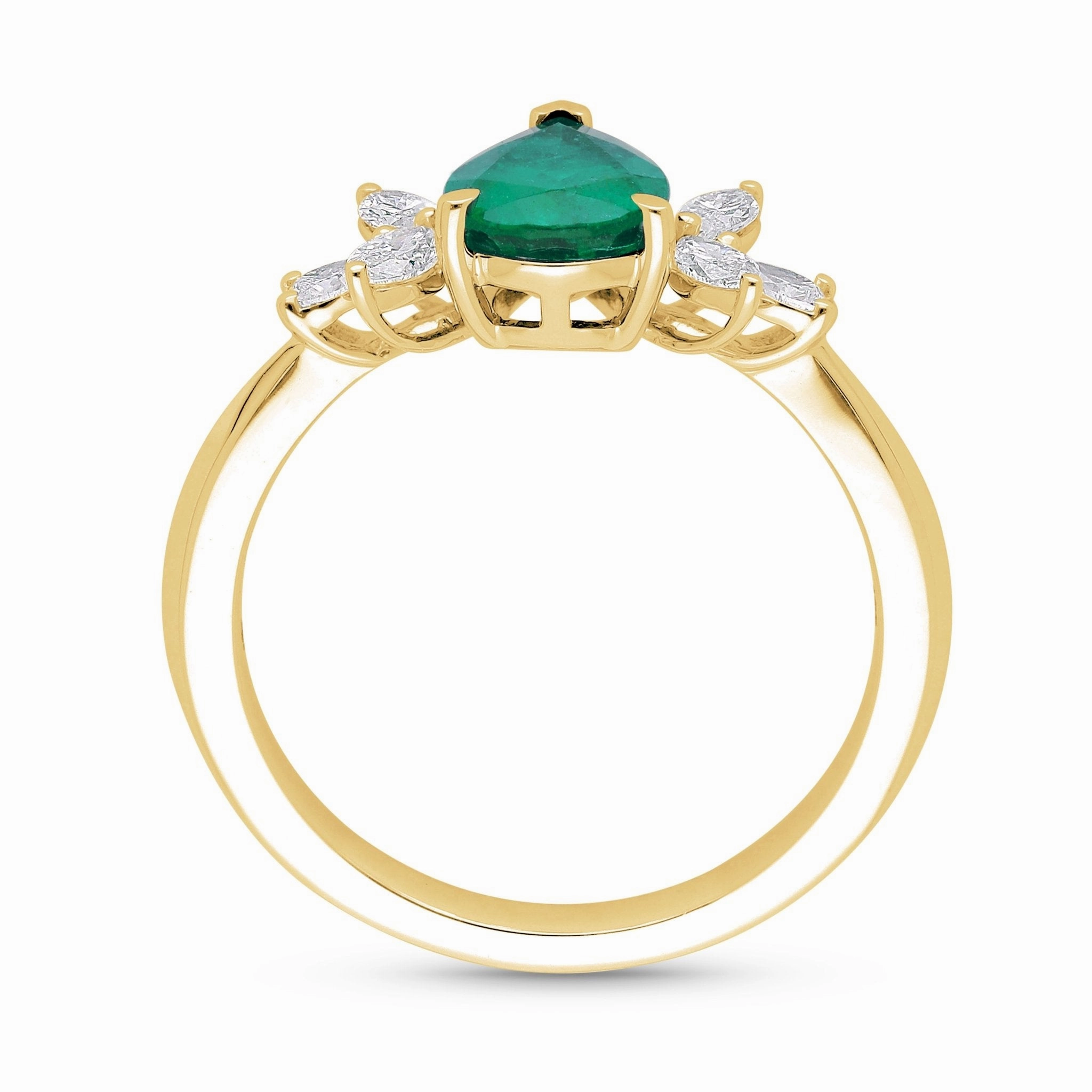 Emerald Pear Shape and Diamond Ring - WG