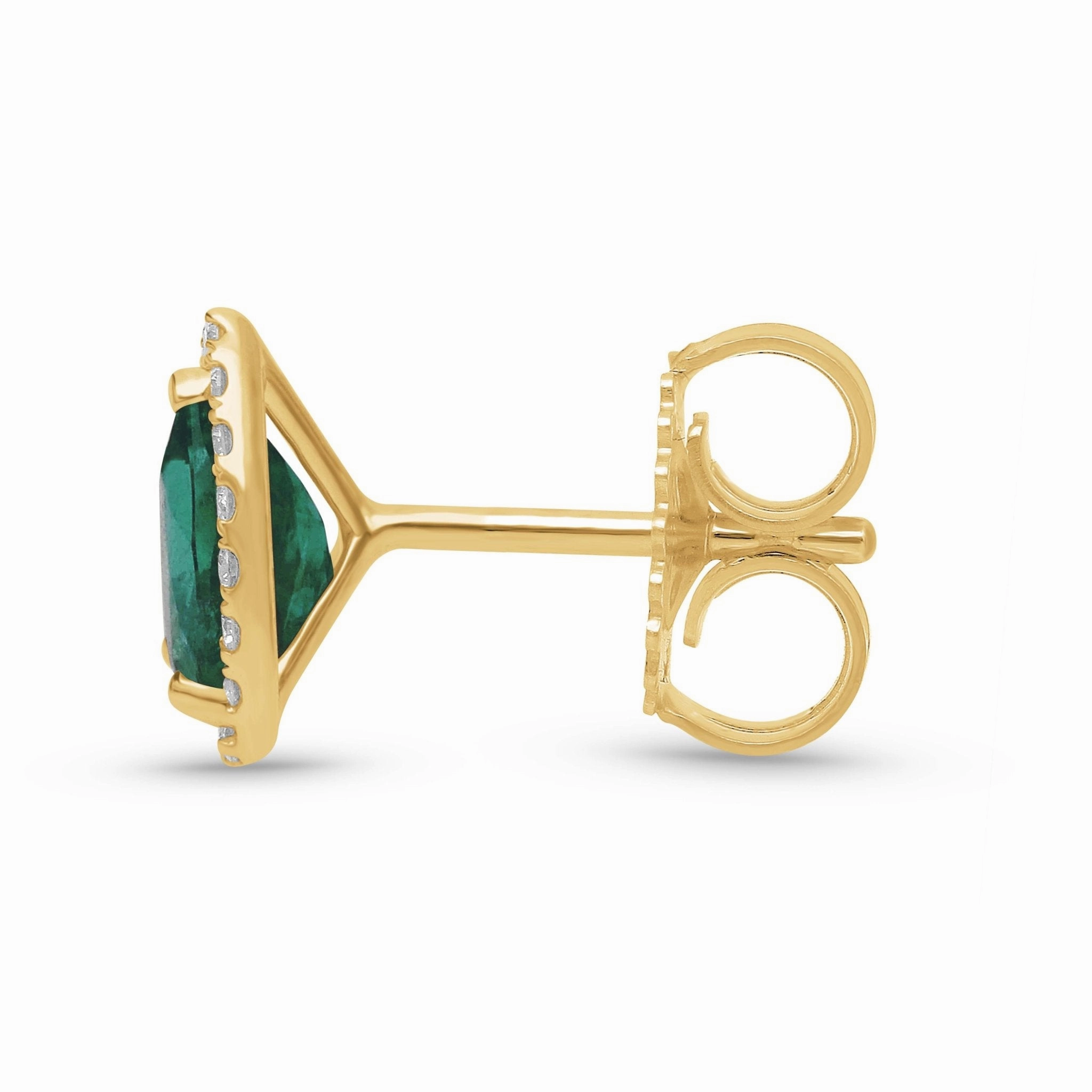 Emerald Pear Shape Halo Earrings - YG