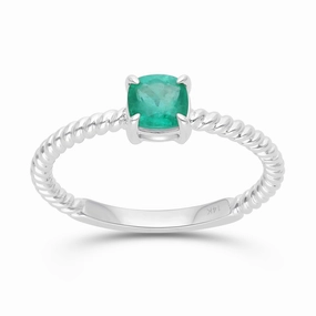 Emerald Rope Stackable Ring - WG