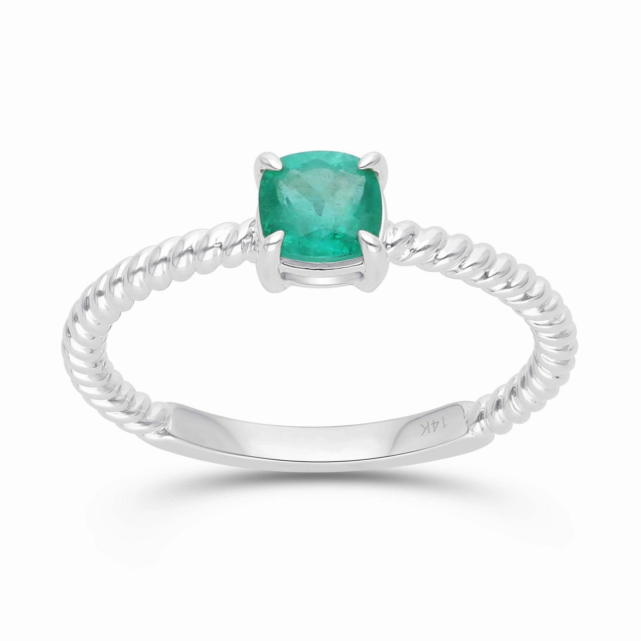 Emerald Rope Stackable Ring - WG