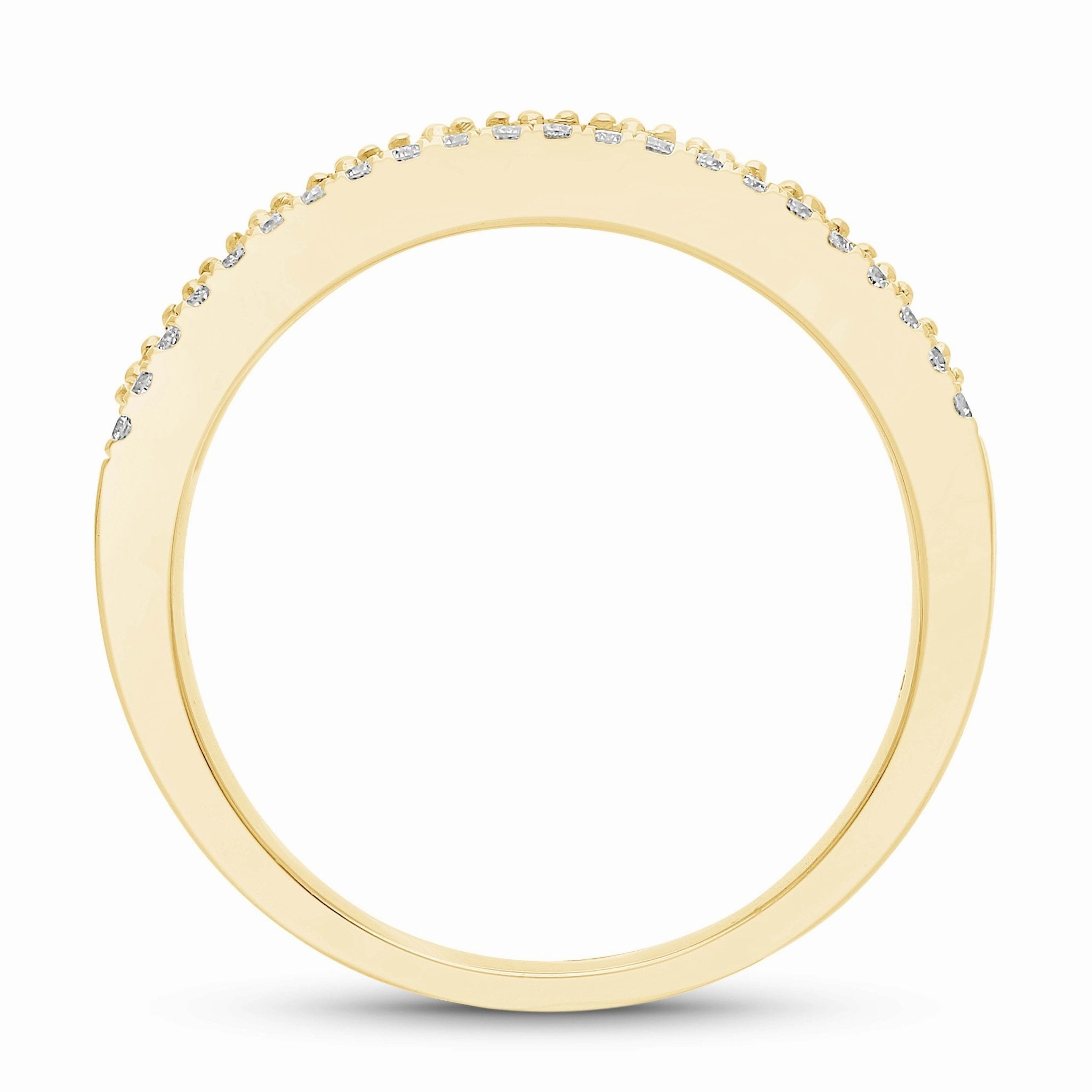 Emerald Round and Diamond Band Ring - YG