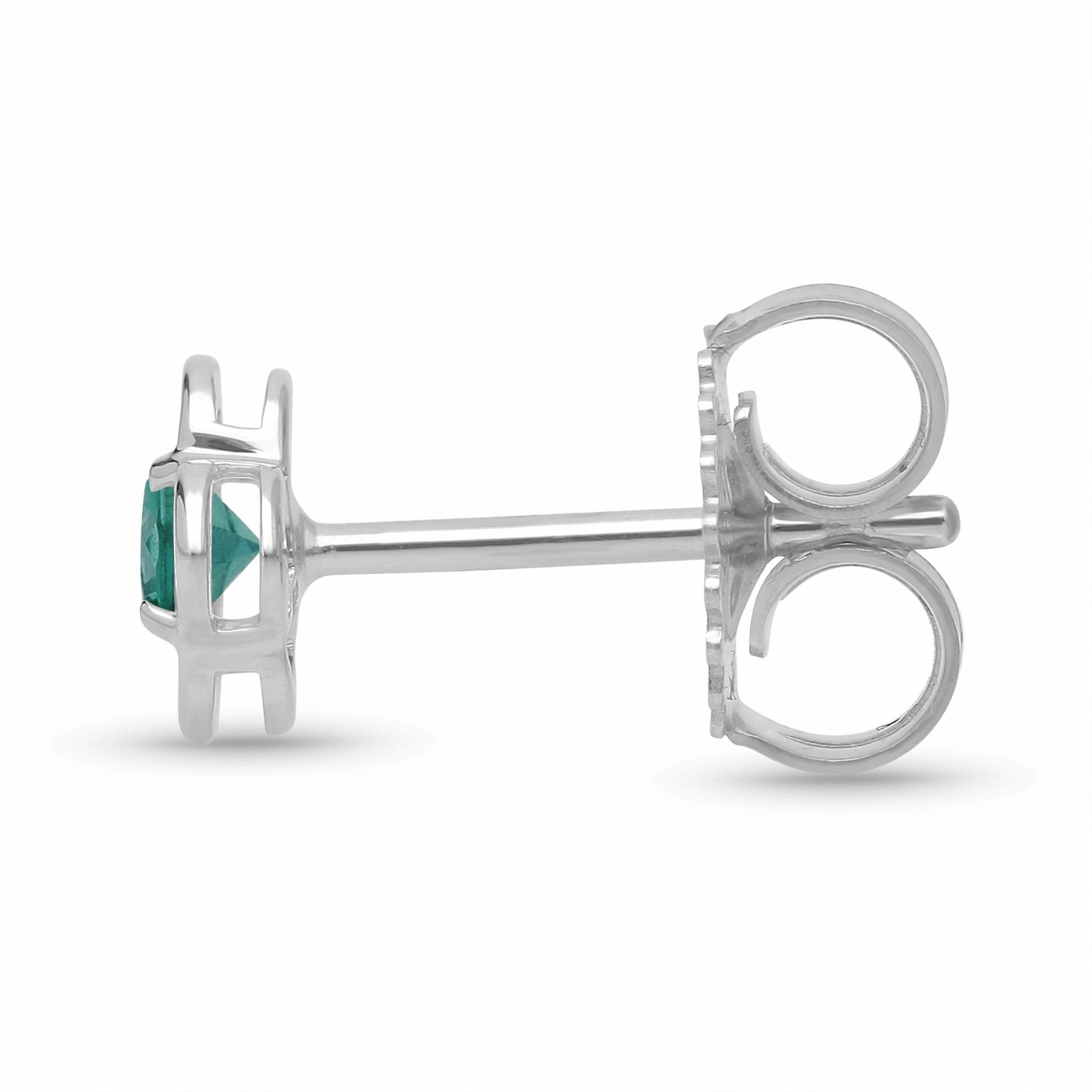 Emerald Round Floral Earrings - WG