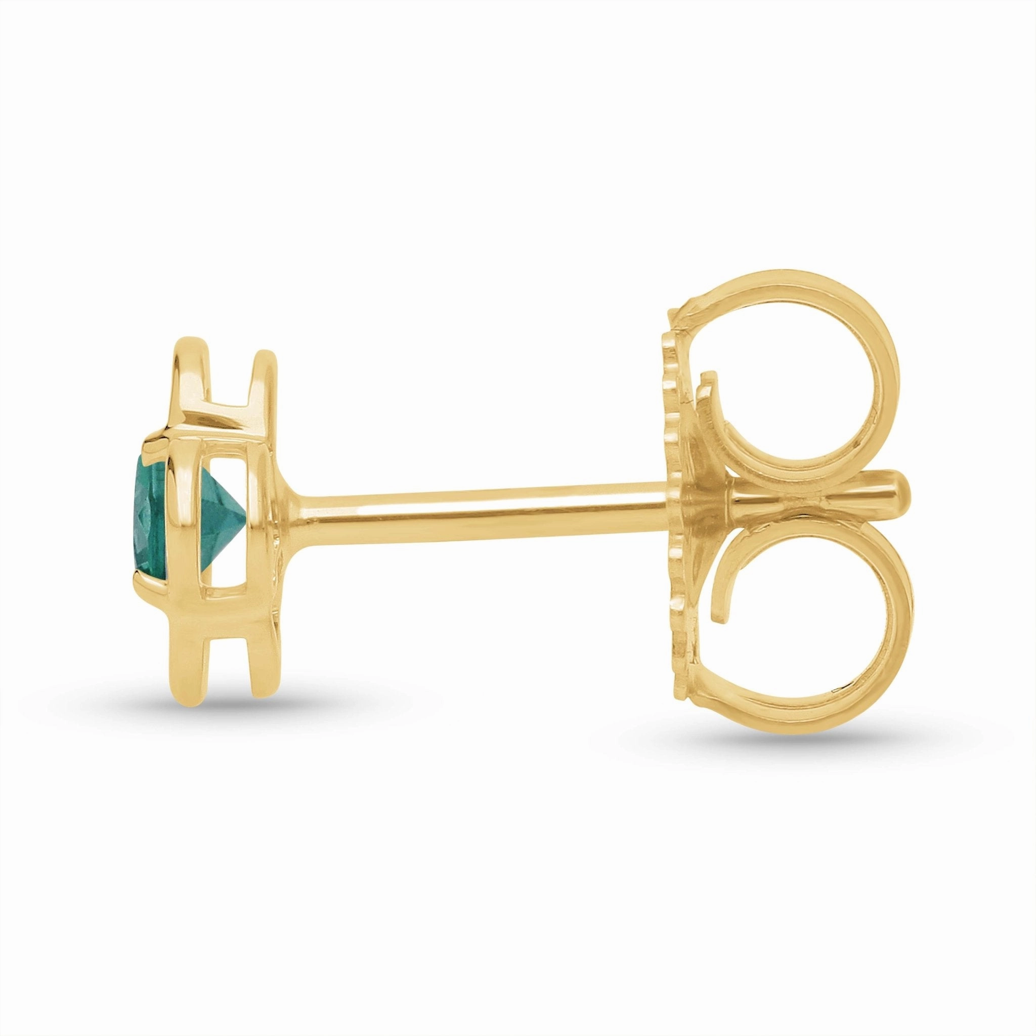 Emerald Round Floral Earrings - YG