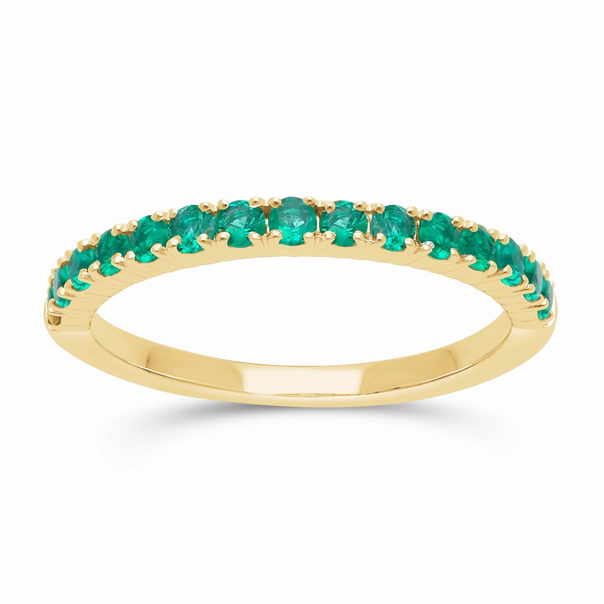 Emerald Round Half Eternity Band Ring - WG