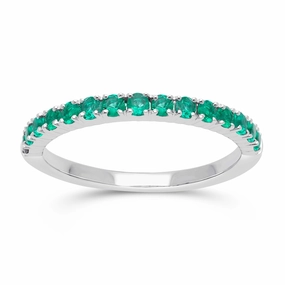 Emerald Round Half Eternity Band Ring - WG