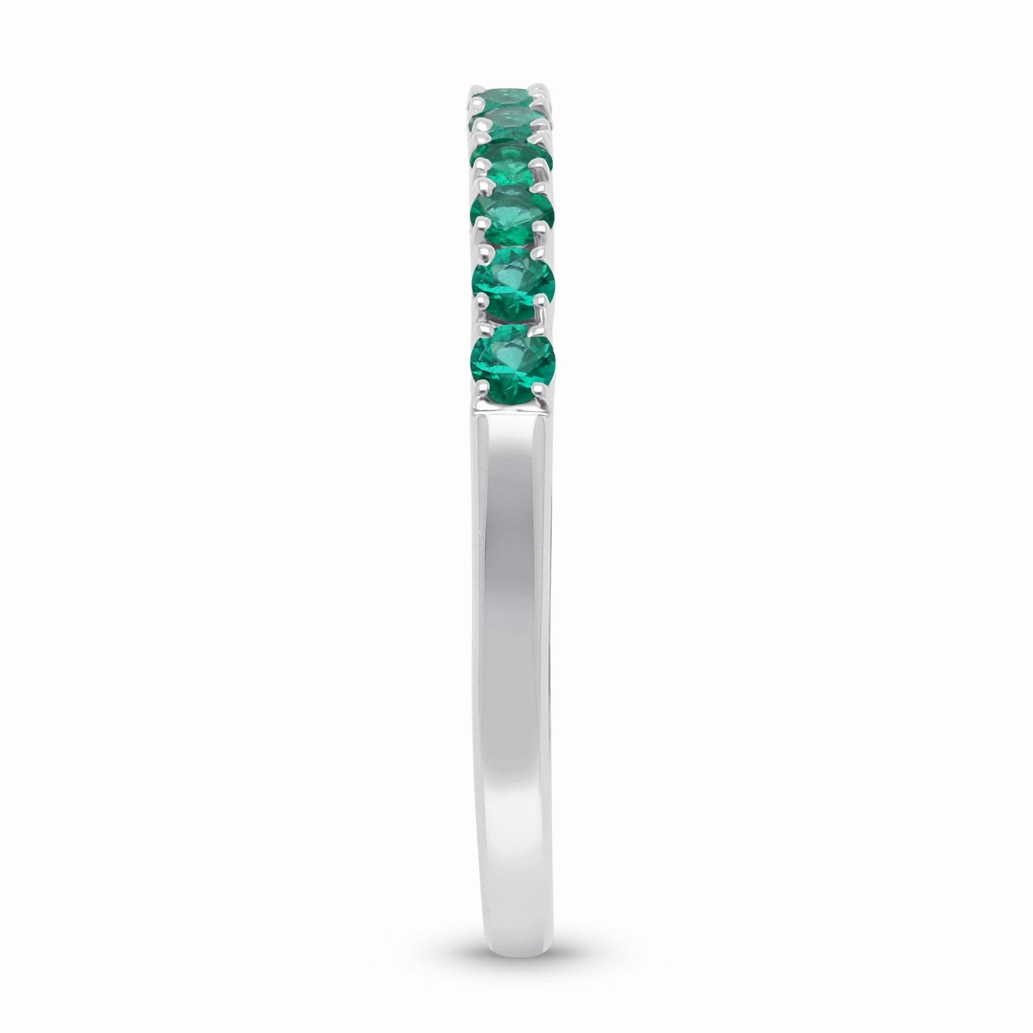 Emerald Round Half Eternity Band Ring - WG