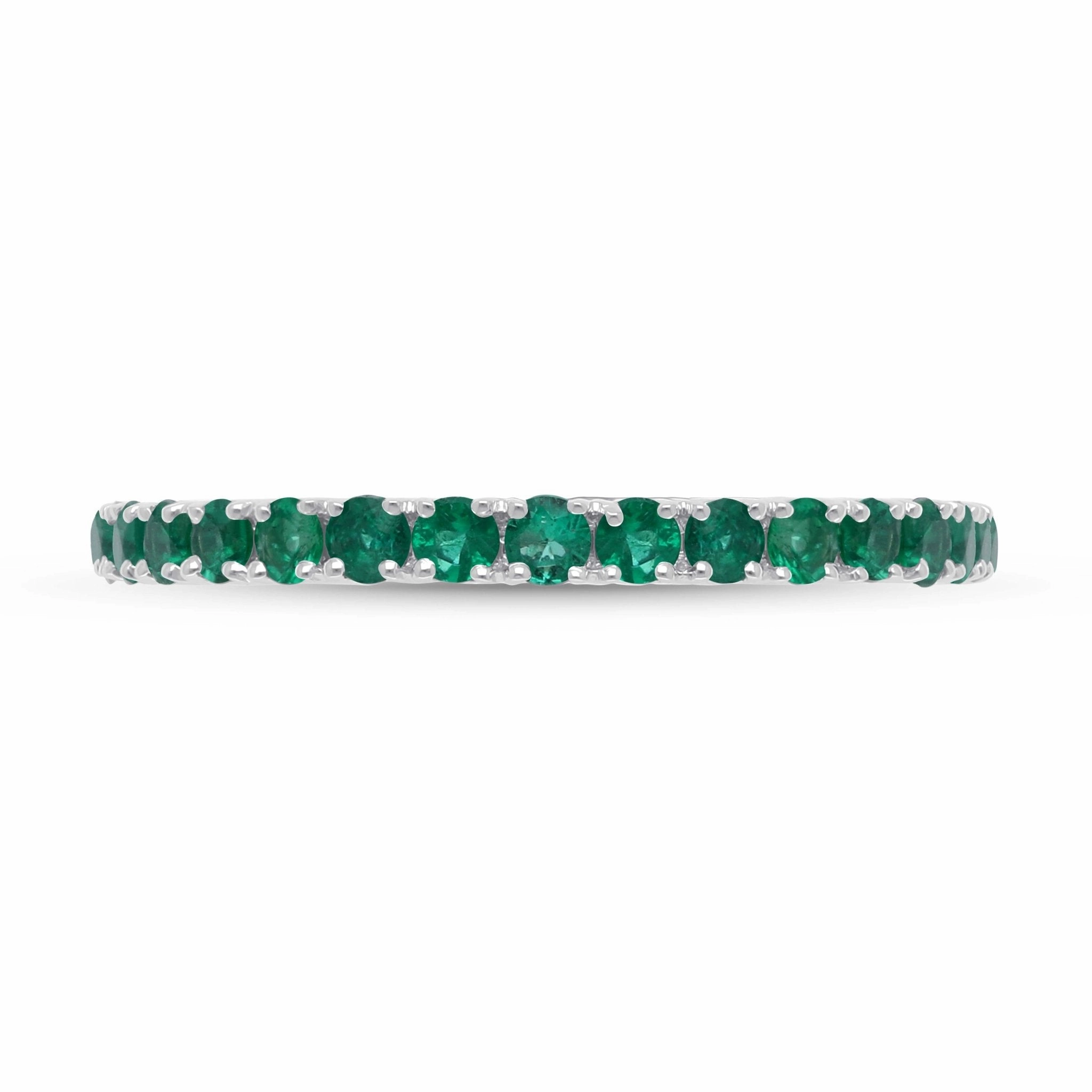 Emerald Round Half Eternity Band Ring - WG