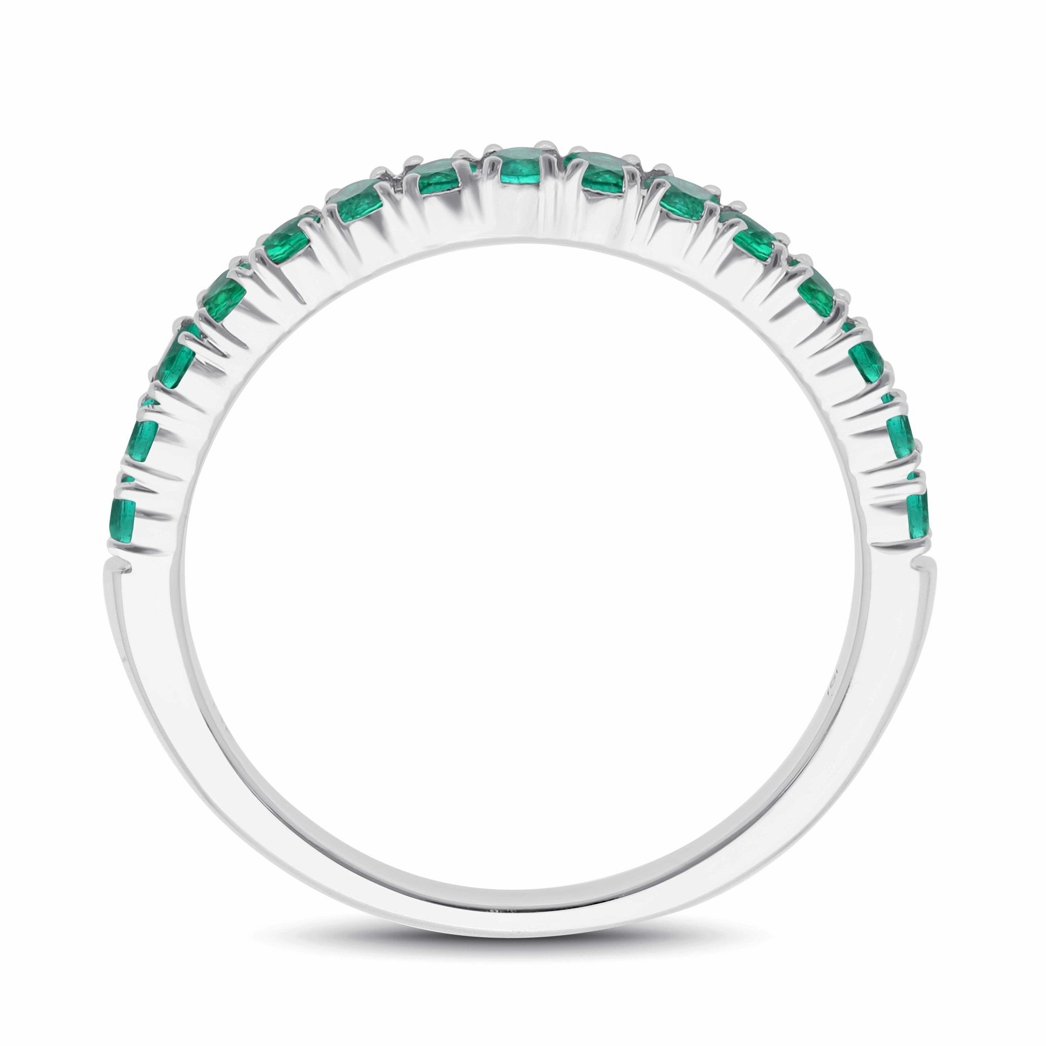 Emerald Round Half Eternity Band Ring - WG