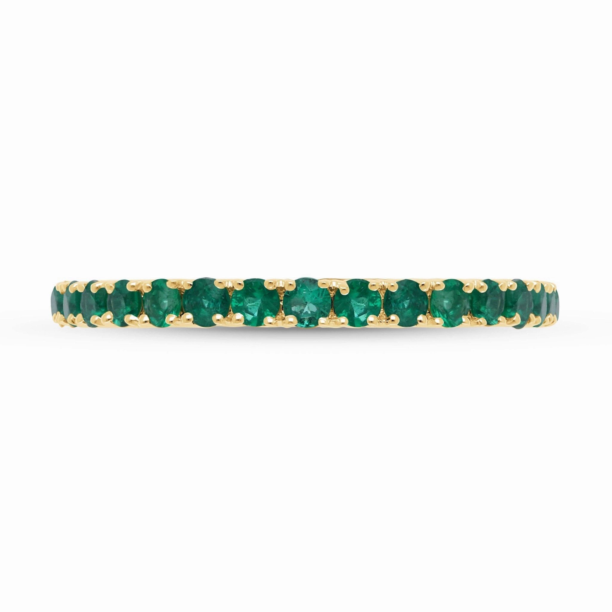 Emerald Round Half Eternity Band Ring - YG