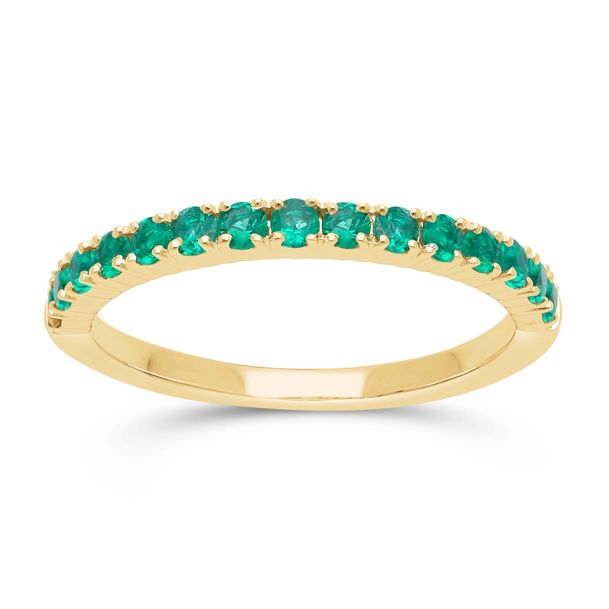 Emerald Round Half Eternity Band Ring - YG