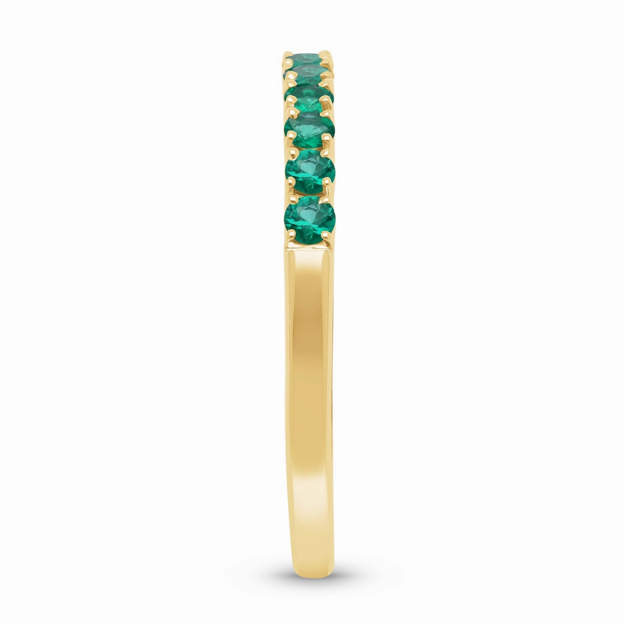Emerald Round Half Eternity Band Ring - YG